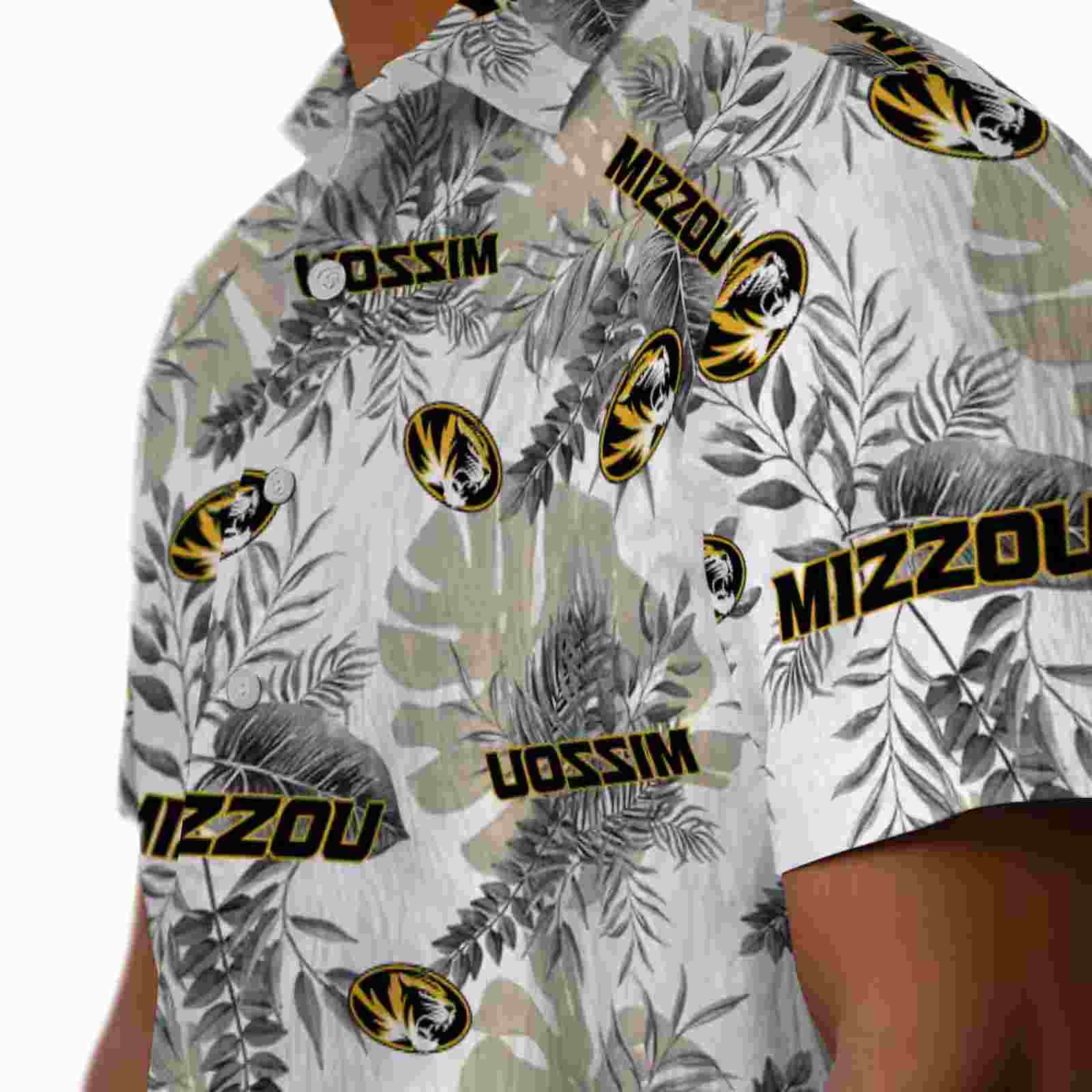 missouri tigers tropical leaves black white hawaiian shirt trendy