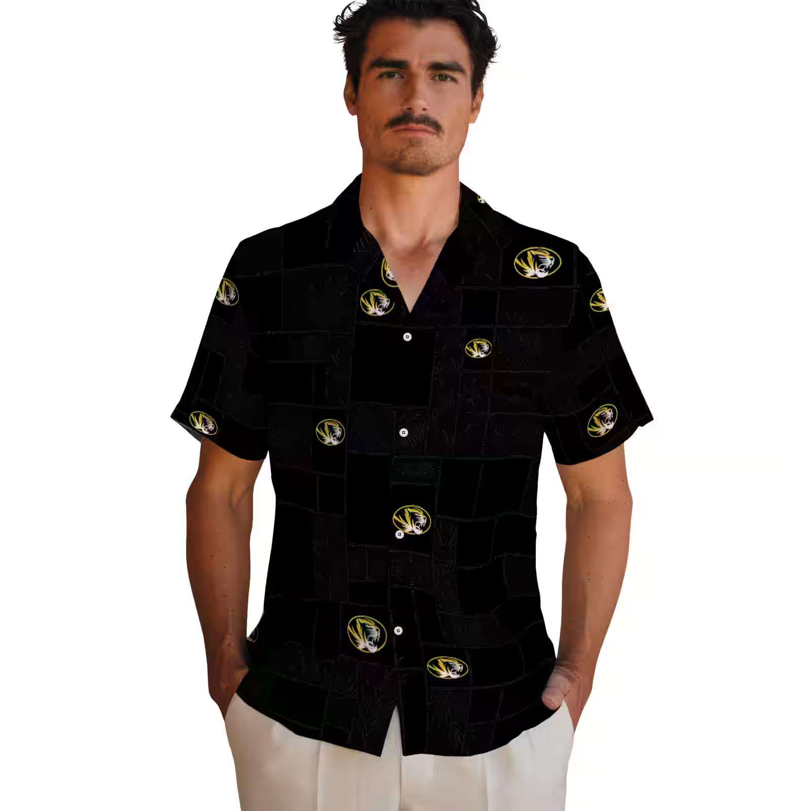 missouri tigers tropical patchwork black hawaiian shirt fashion forward