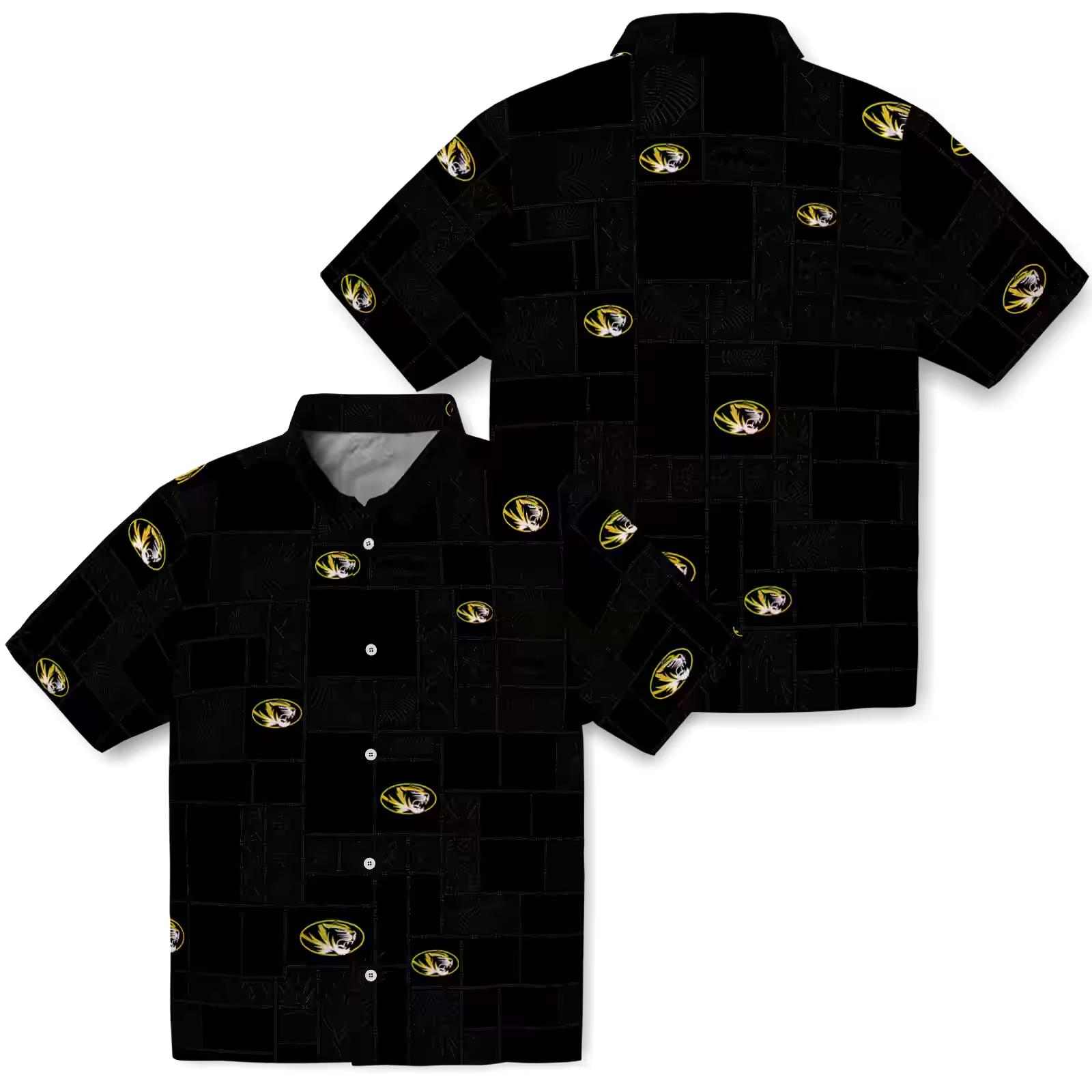 missouri tigers tropical patchwork black hawaiian shirt high quality