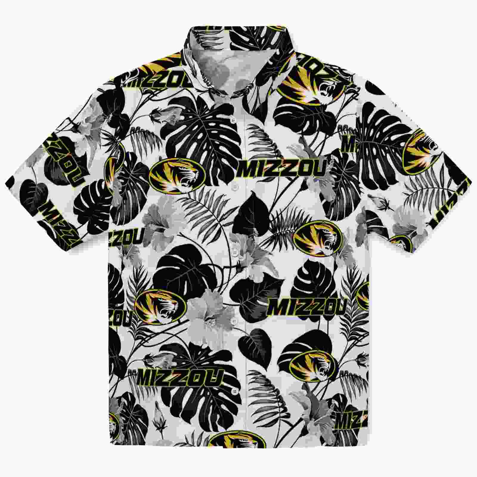 Missouri Tigers Tropical Plants Black White Hawaiian Shirt