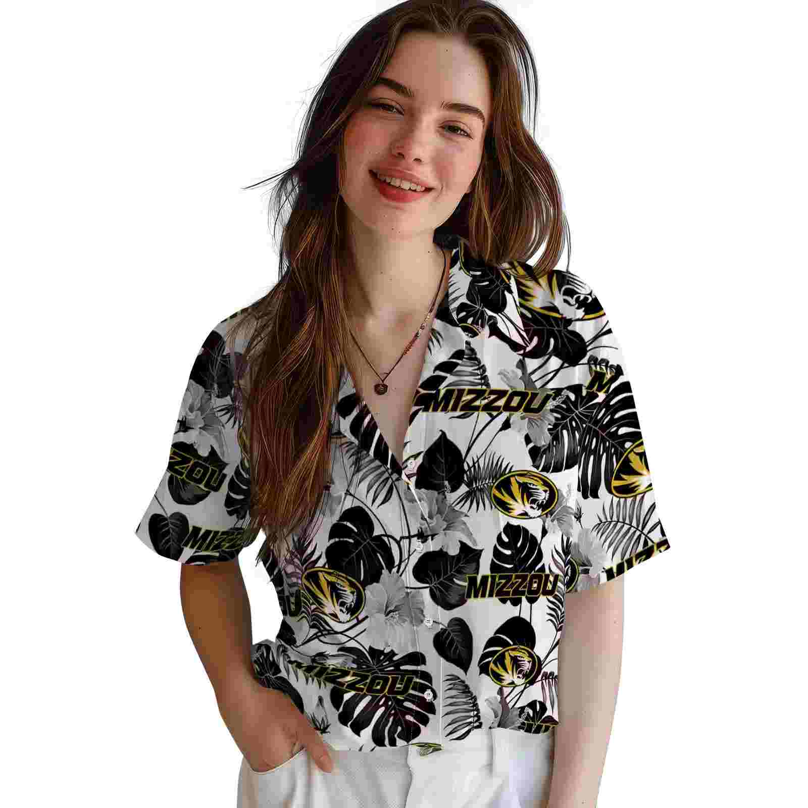 missouri tigers tropical plants black white hawaiian shirt latest model