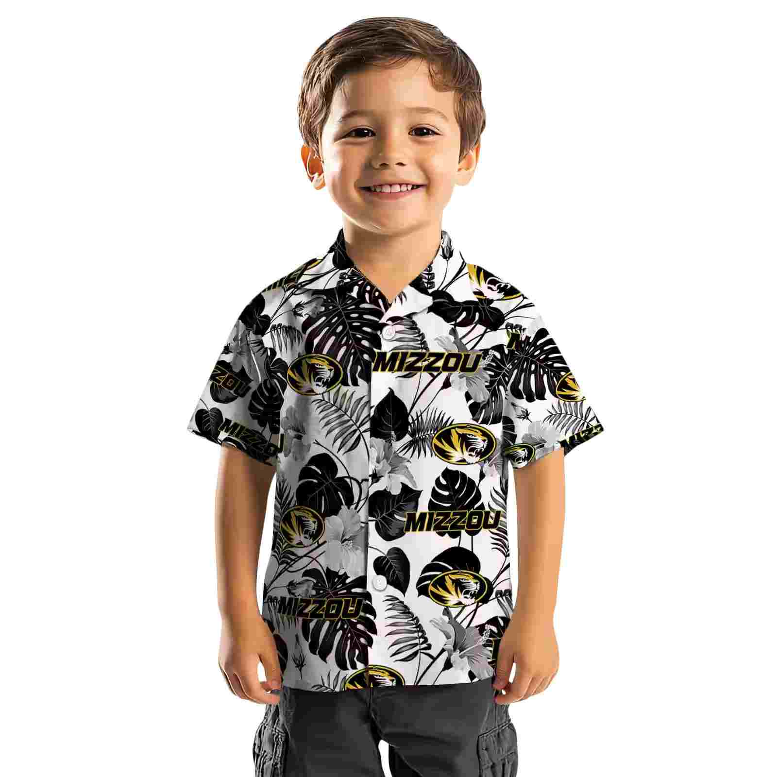 missouri tigers tropical plants black white hawaiian shirt top rated