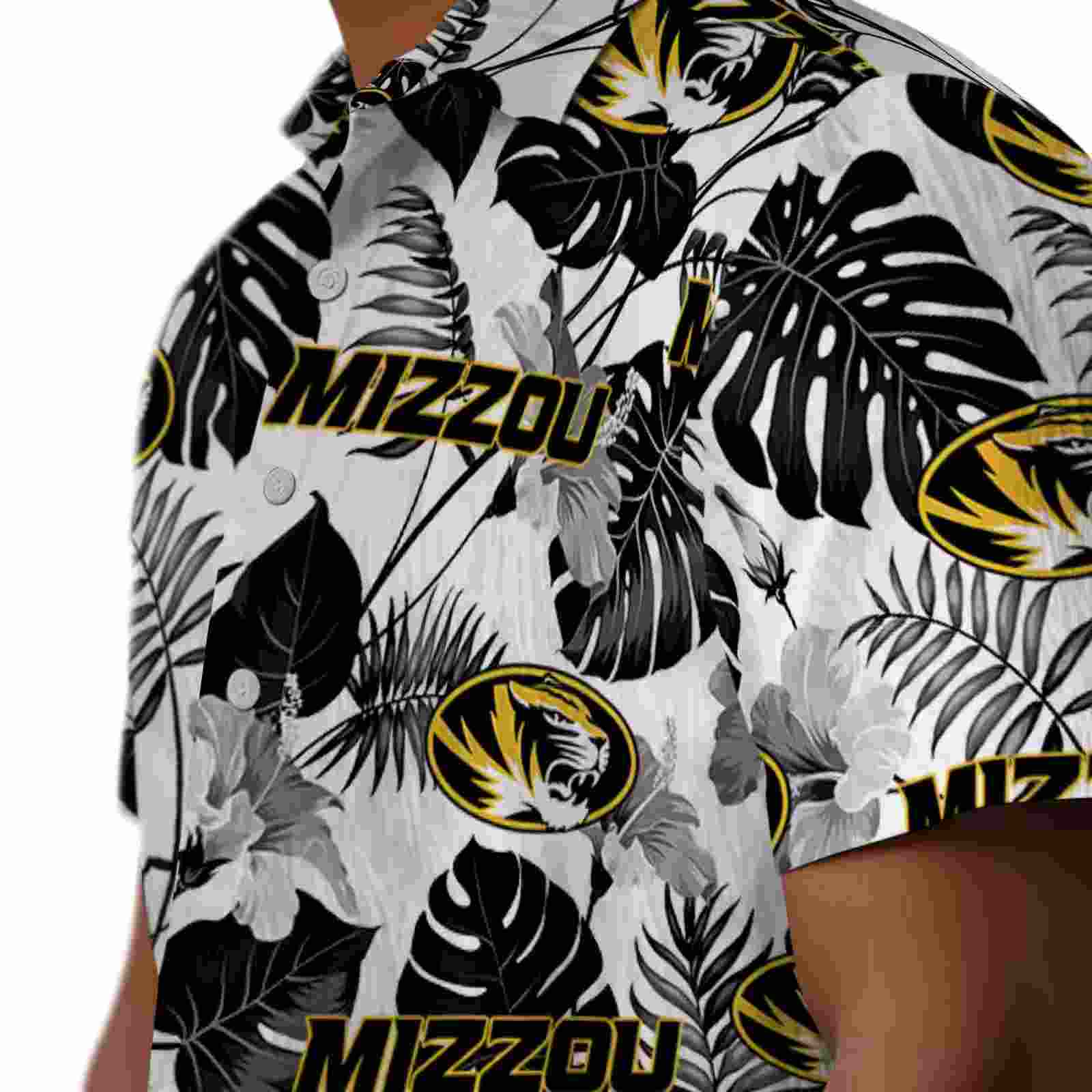 missouri tigers tropical plants black white hawaiian shirt trendy