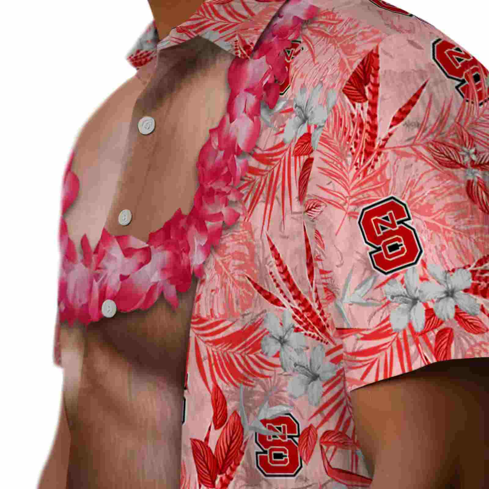 nc state wolfpack chest illusion red hawaiian shirt trendy