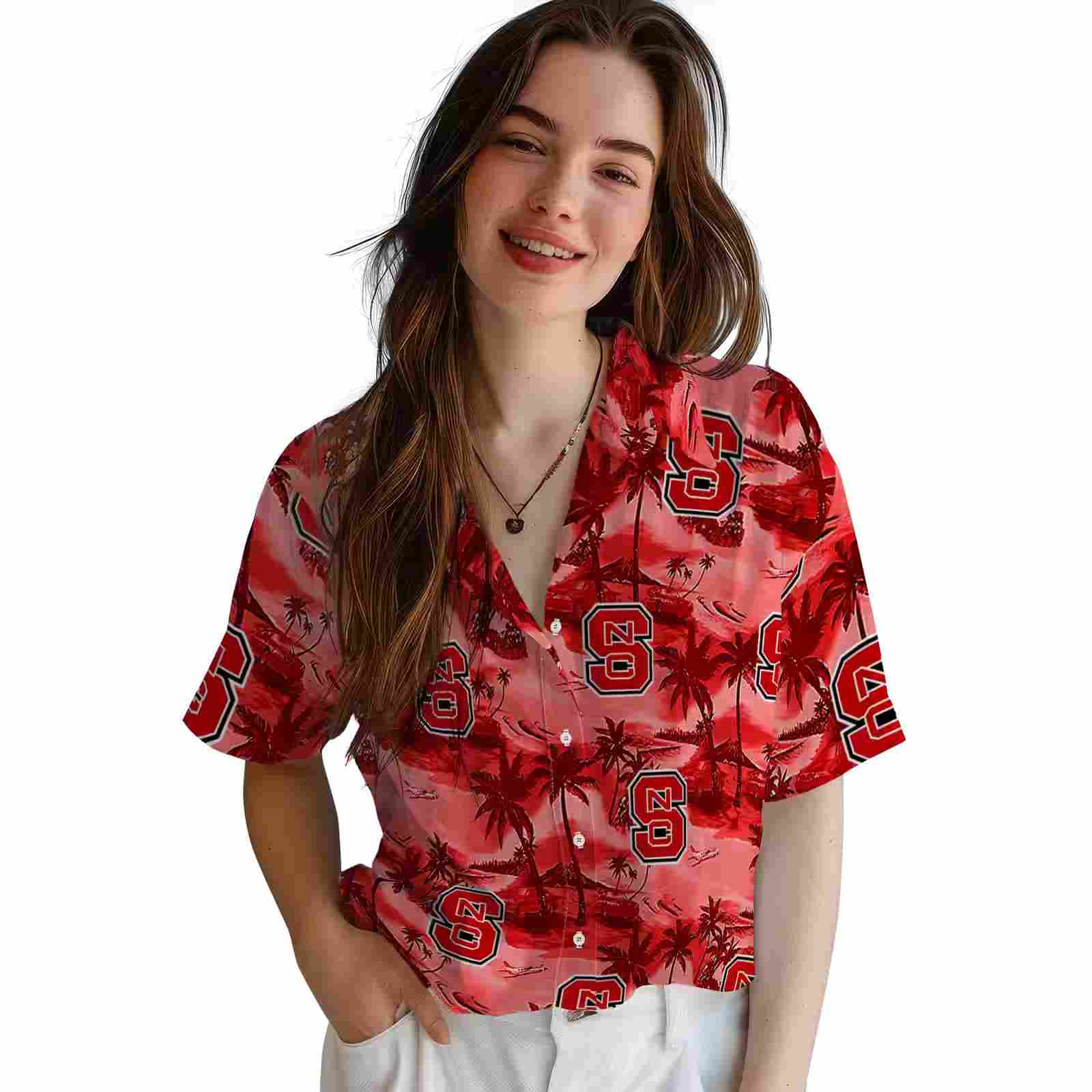 nc state wolfpack coastal palms red hawaiian shirt latest model