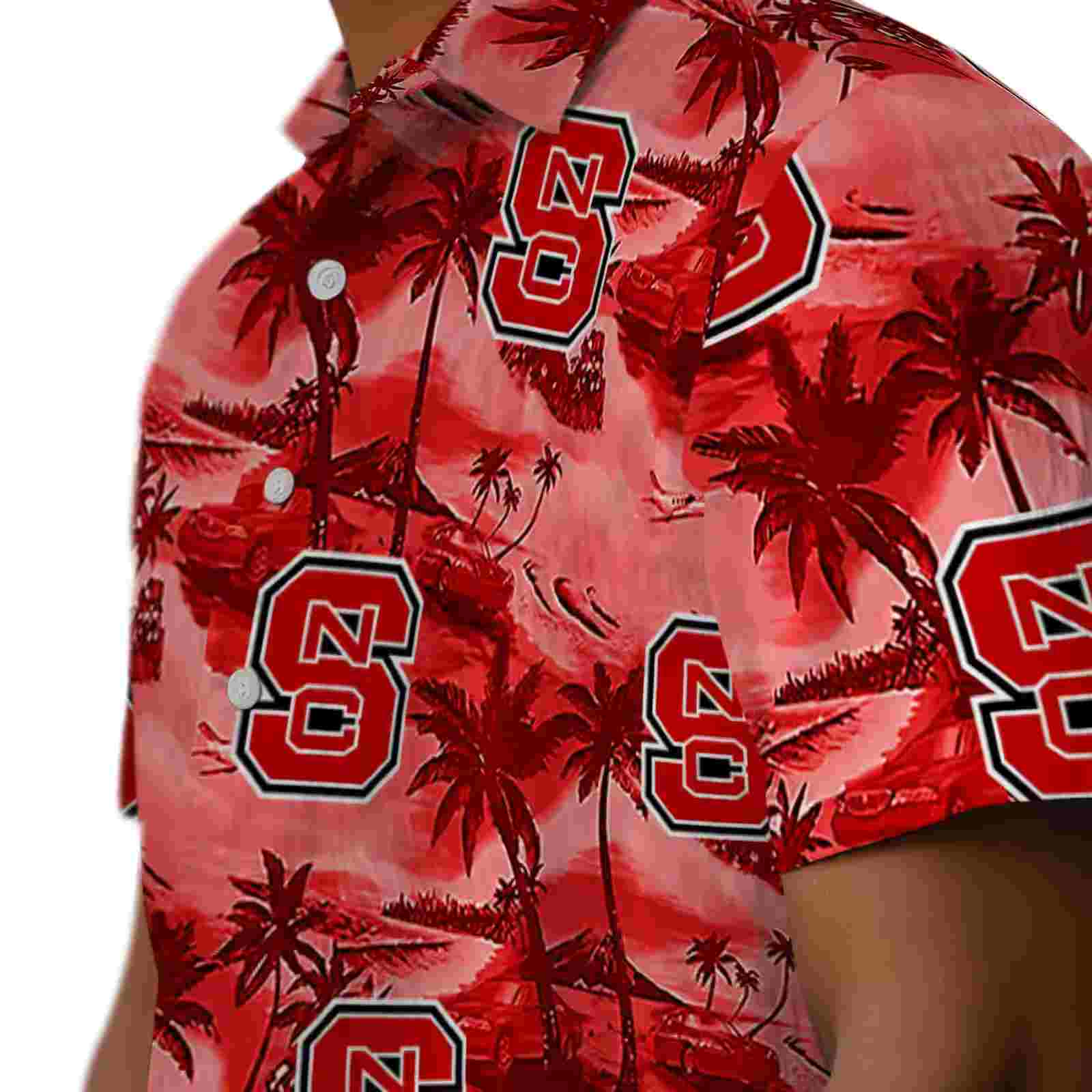 nc state wolfpack coastal palms red hawaiian shirt trendy