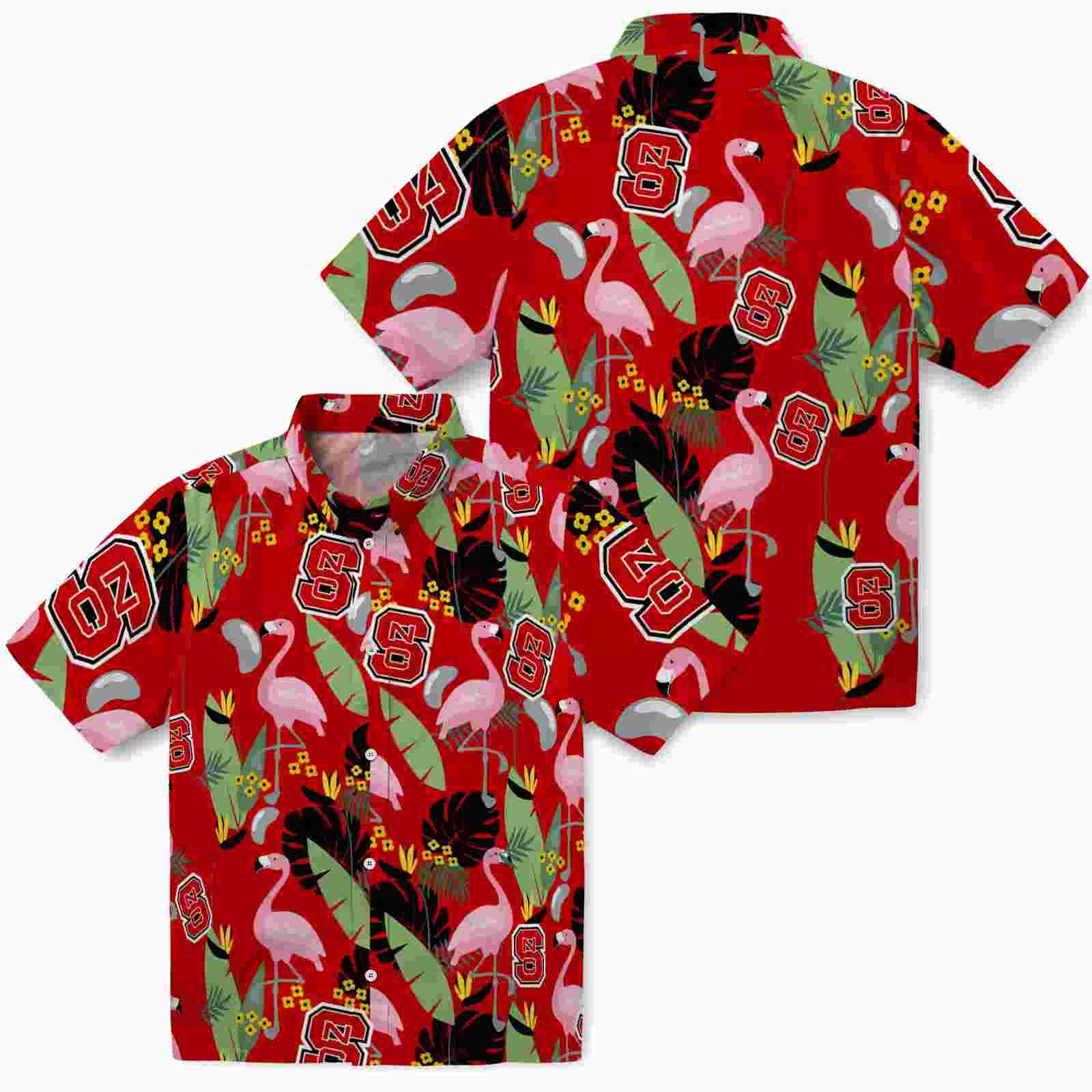 nc state wolfpack flamingo leaves red hawaiian shirt high quality