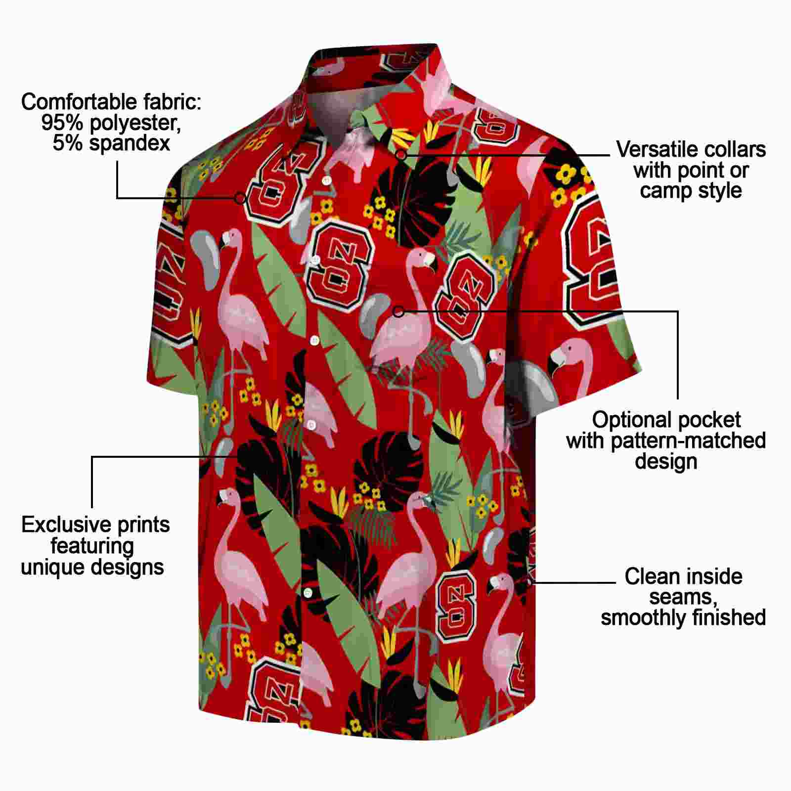 nc state wolfpack flamingo leaves red hawaiian shirt new arrival