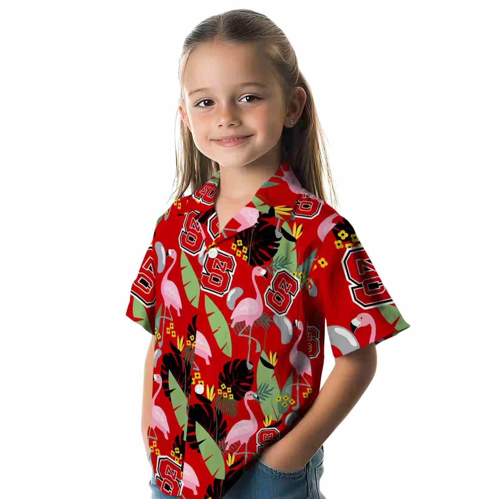 nc state wolfpack flamingo leaves red hawaiian shirt premium grade