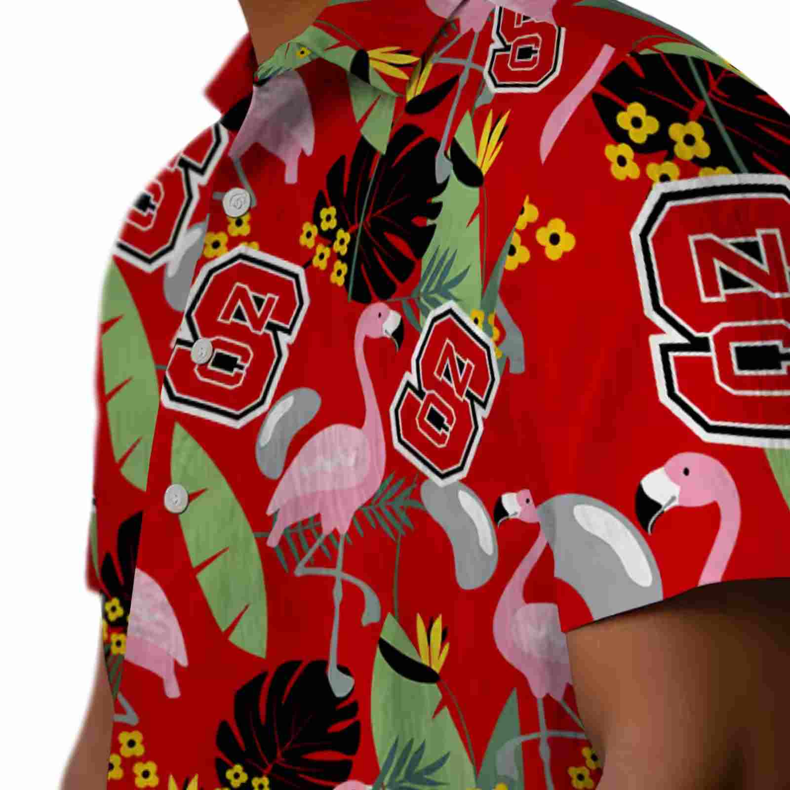 nc state wolfpack flamingo leaves red hawaiian shirt trendy