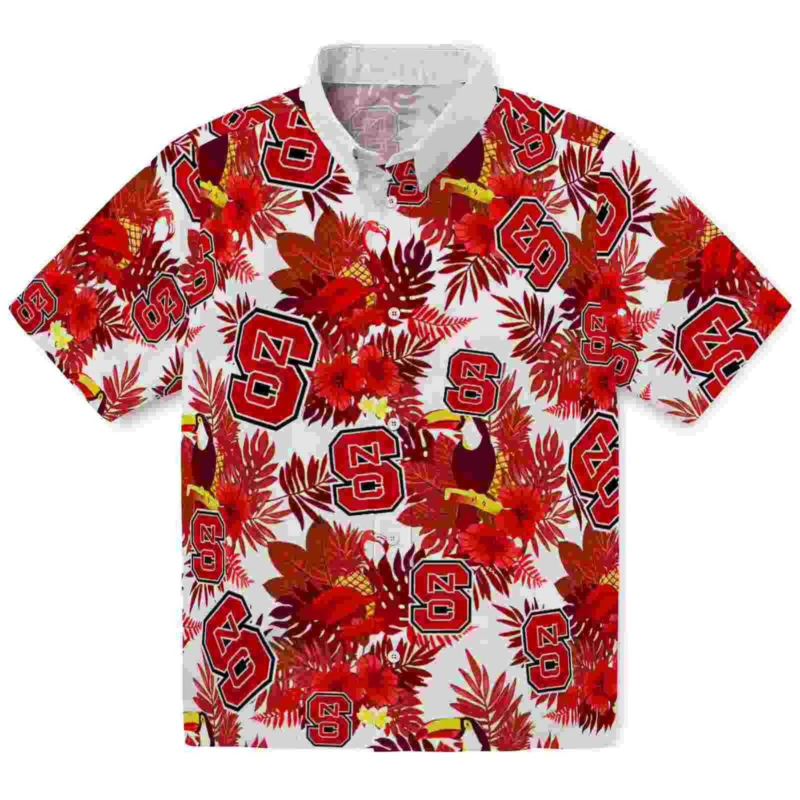 NC State Wolfpack Floral Toucan Red Hawaiian Shirt