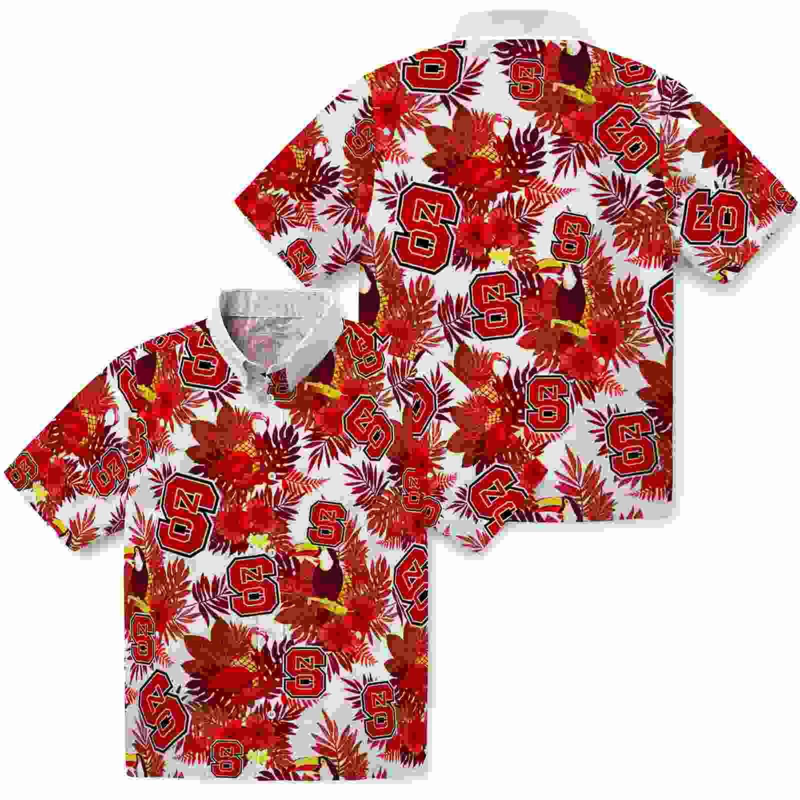 nc state wolfpack floral toucan red hawaiian shirt high quality