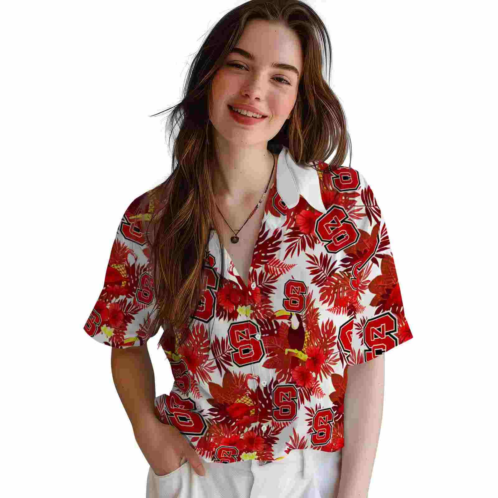 nc state wolfpack floral toucan red hawaiian shirt latest model