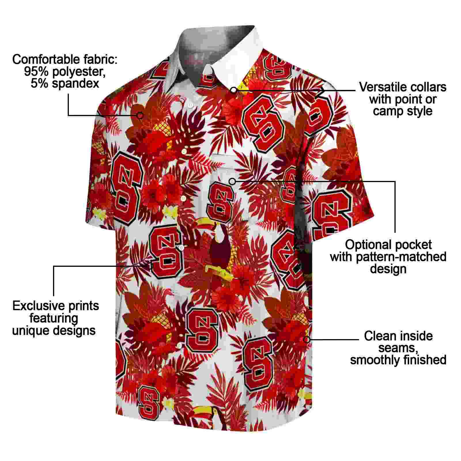 nc state wolfpack floral toucan red hawaiian shirt new arrival