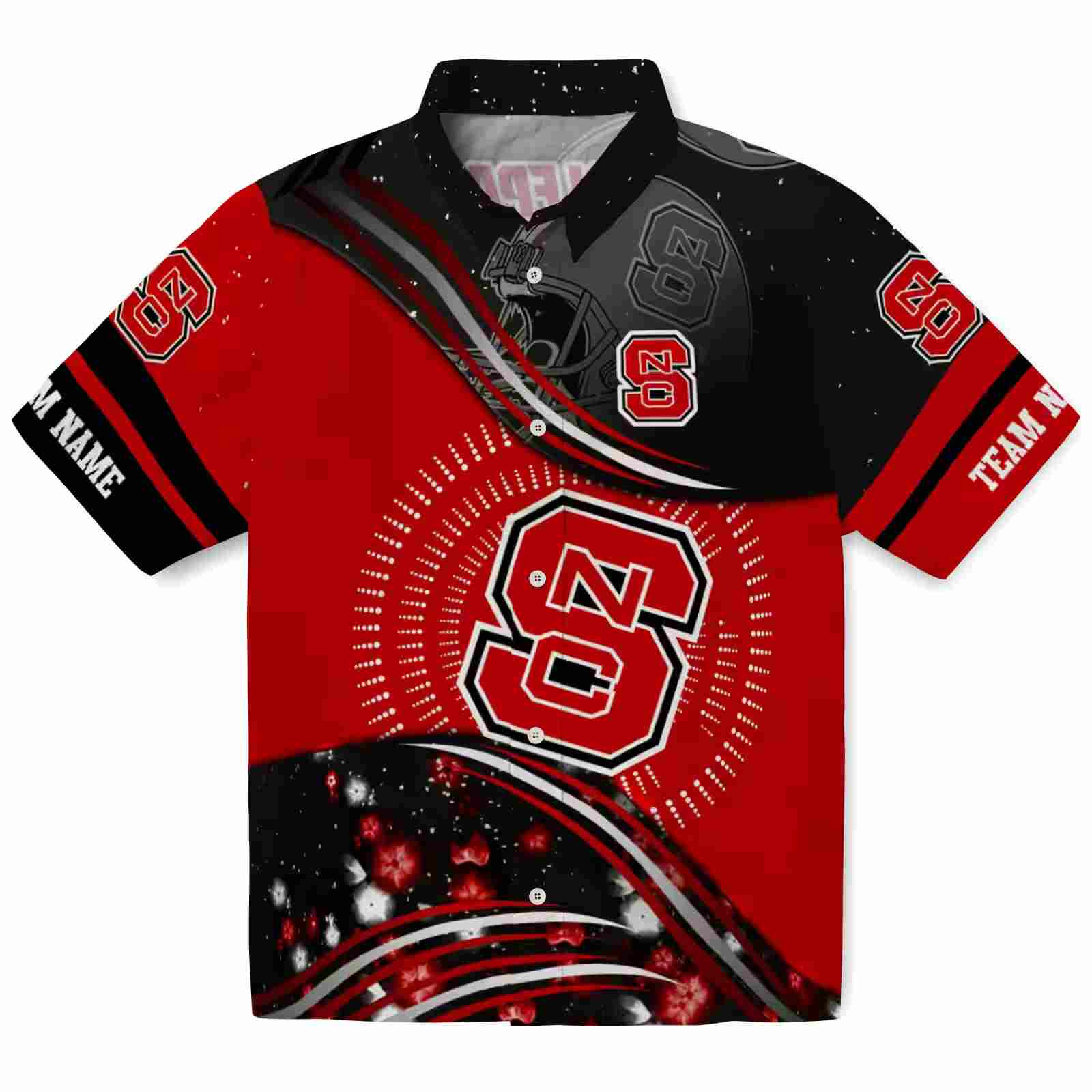 NC State Wolfpack Football Wave Red Black Hawaiian Shirt