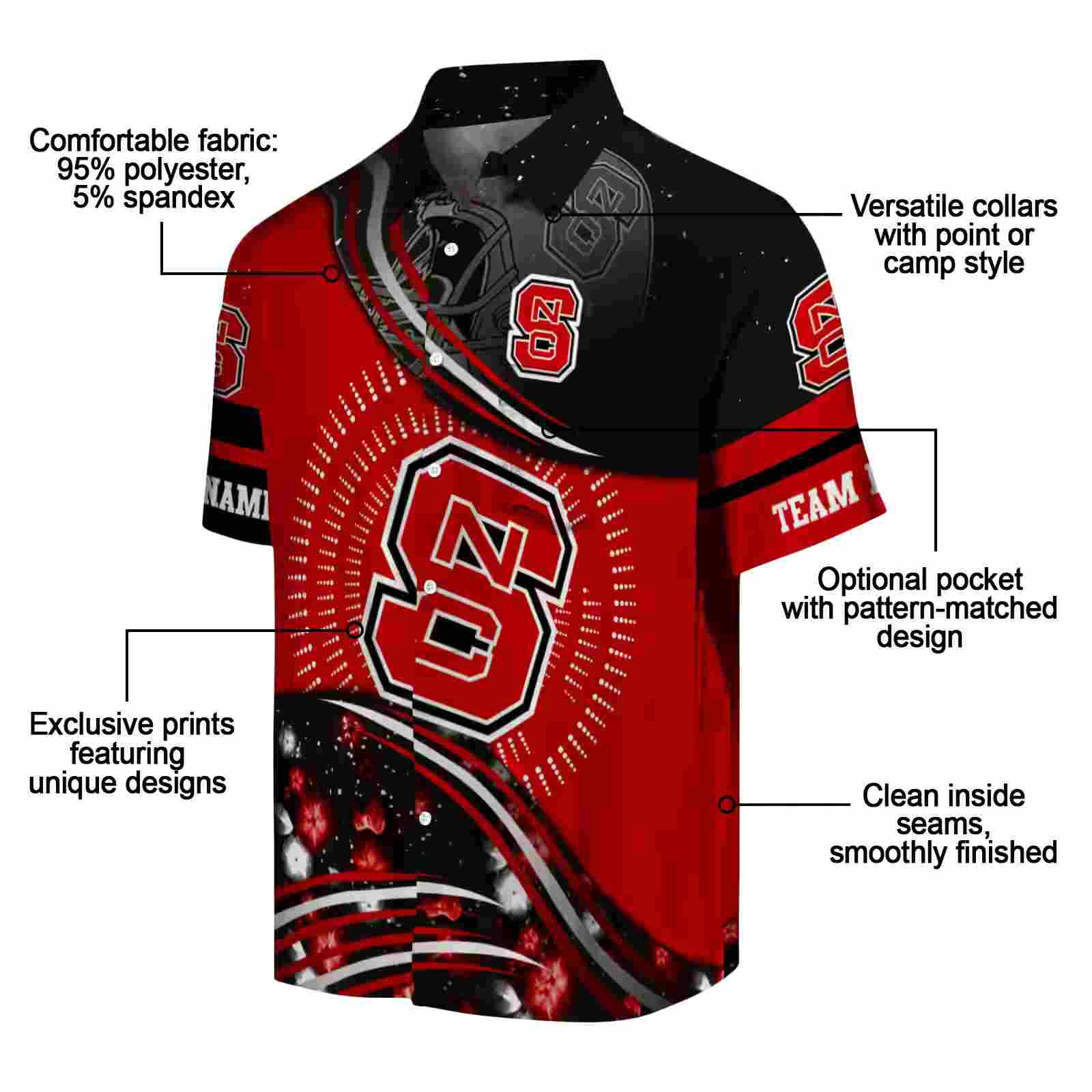 nc state wolfpack football wave red black hawaiian shirt new arrival