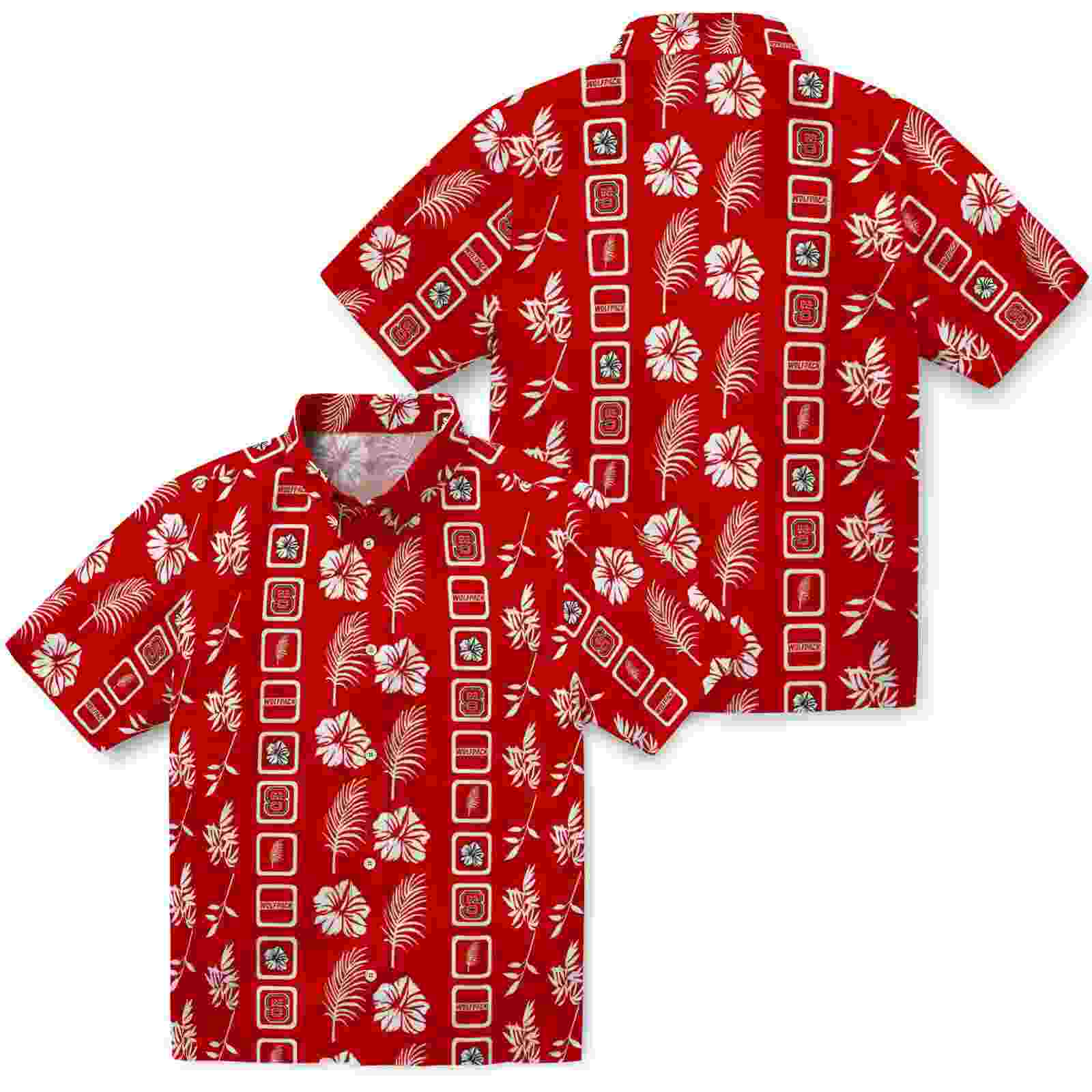 nc state wolfpack framed floral red hawaiian shirt high quality