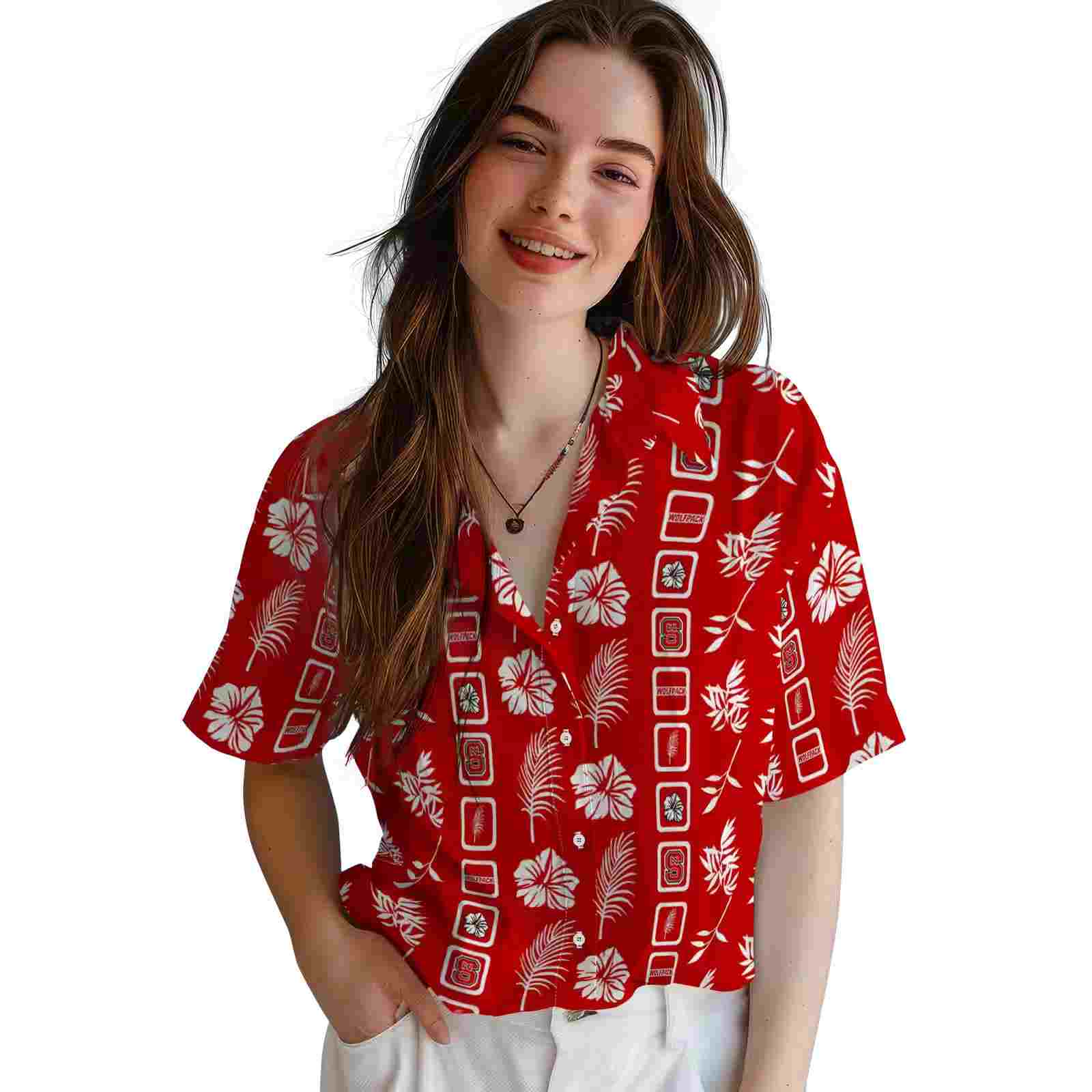 nc state wolfpack framed floral red hawaiian shirt latest model