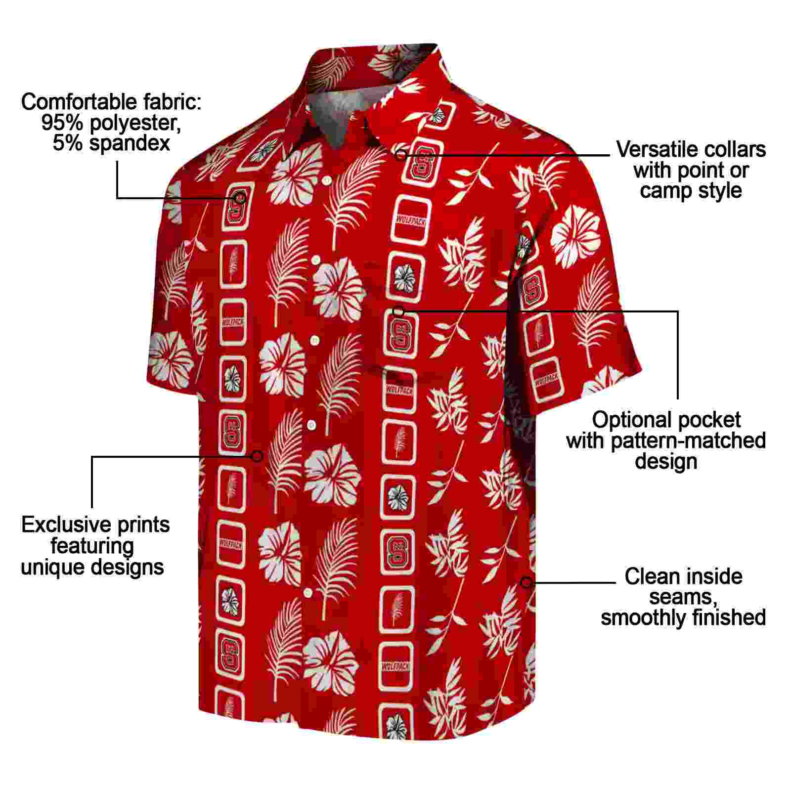 nc state wolfpack framed floral red hawaiian shirt new arrival