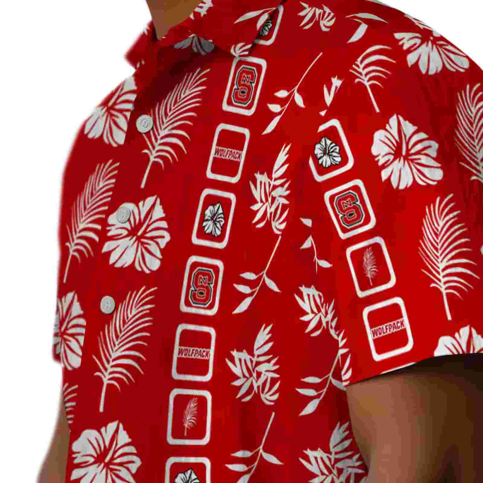 nc state wolfpack framed floral red hawaiian shirt trendy