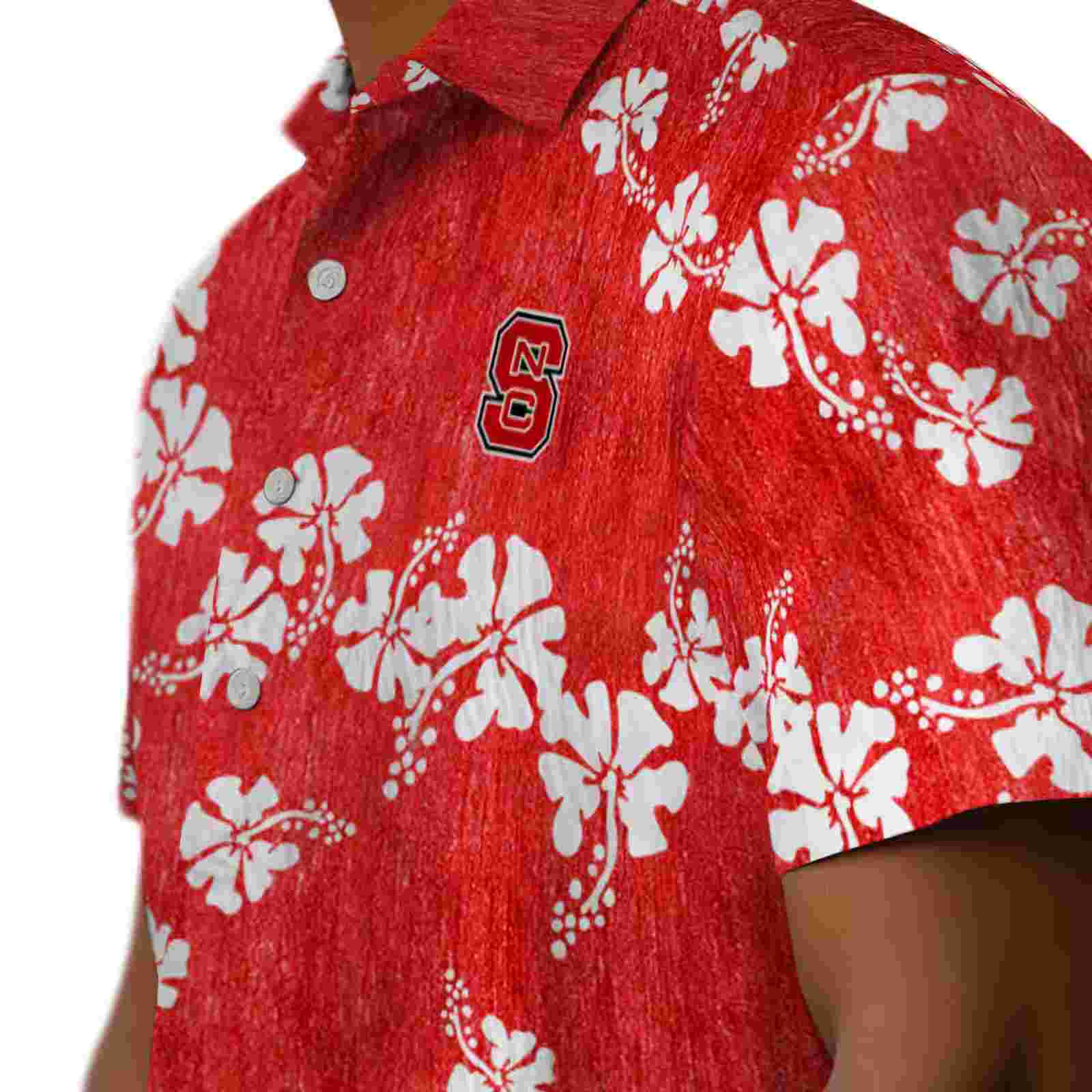 nc state wolfpack hibiscus clusters red hawaiian shirt trendy