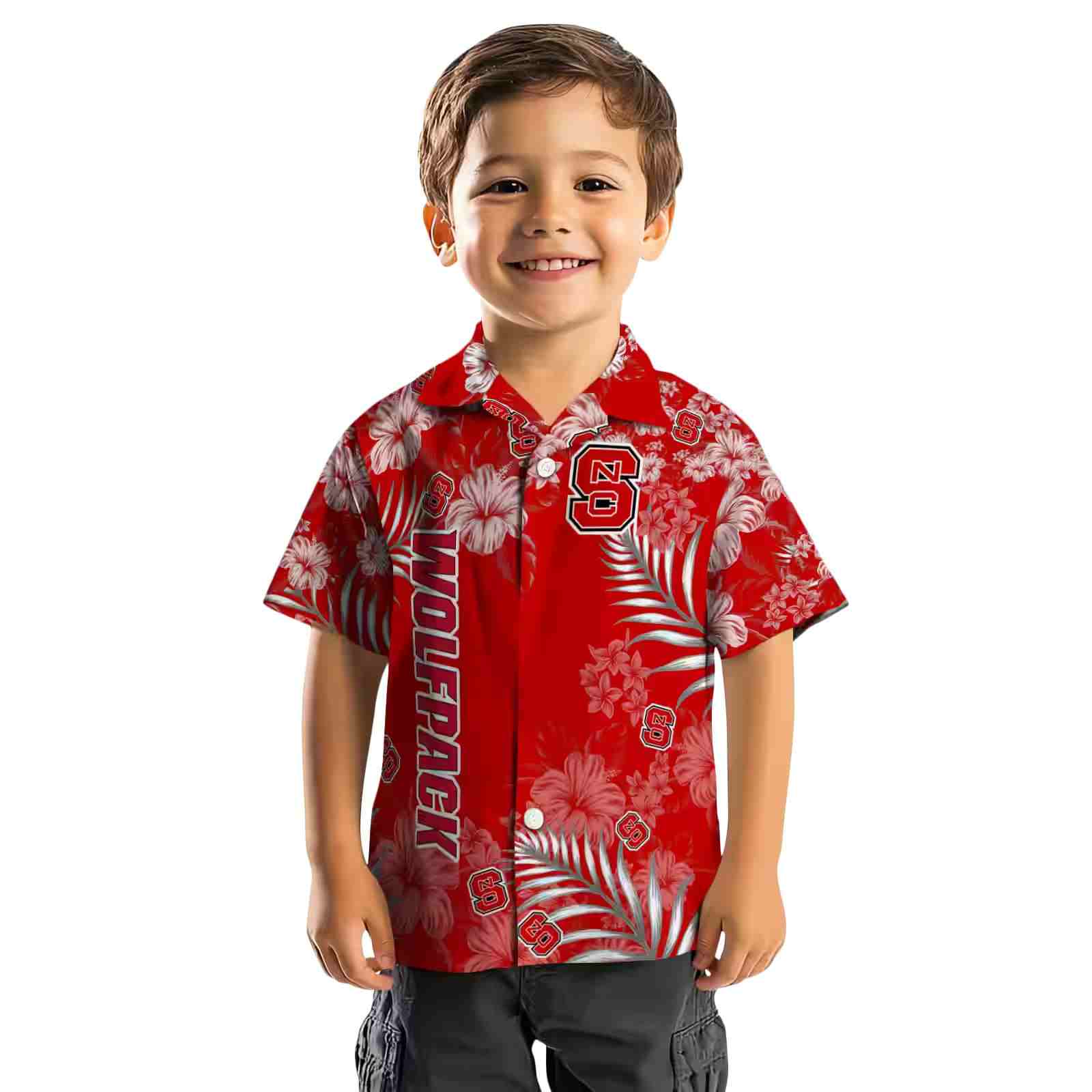 nc state wolfpack hibiscus print red hawaiian shirt top rated