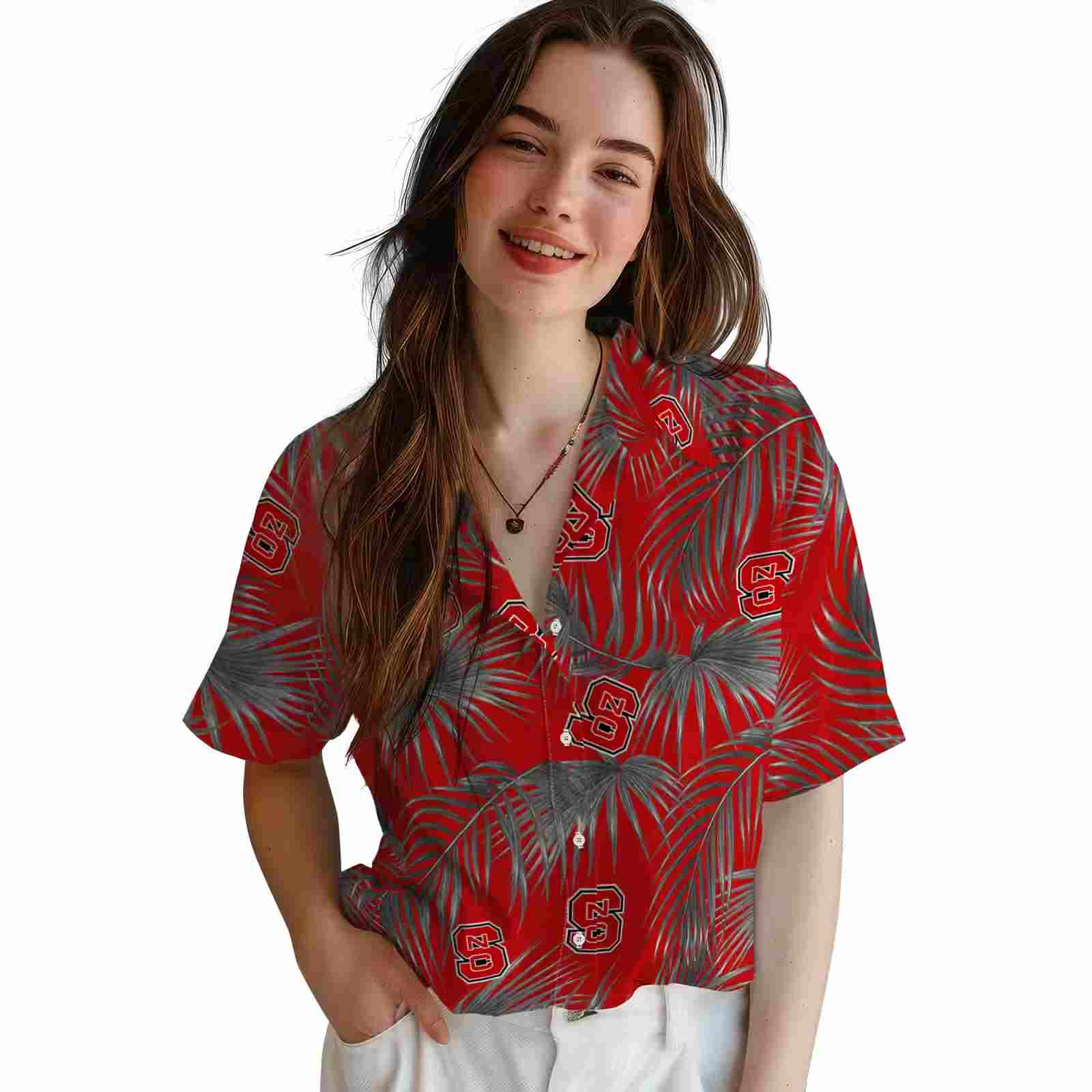 nc state wolfpack leafy palms red hawaiian shirt latest model