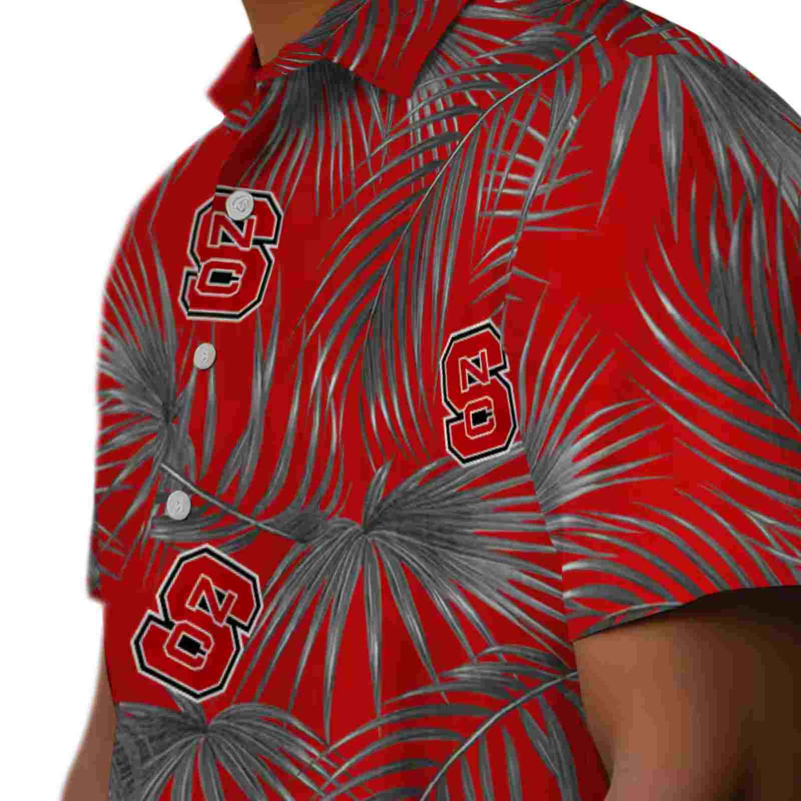 nc state wolfpack leafy palms red hawaiian shirt trendy