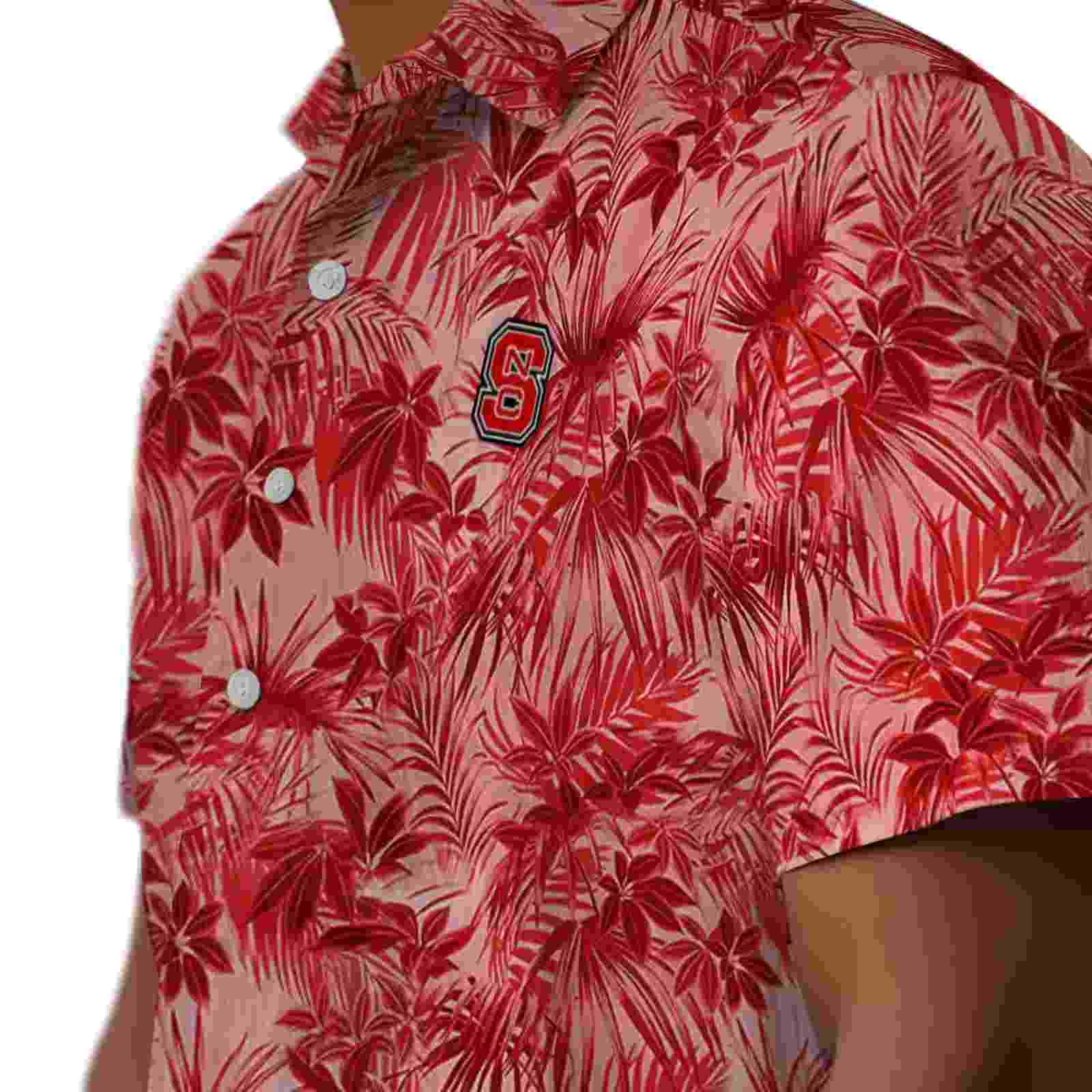 nc state wolfpack leafy pattern red hawaiian shirt trendy