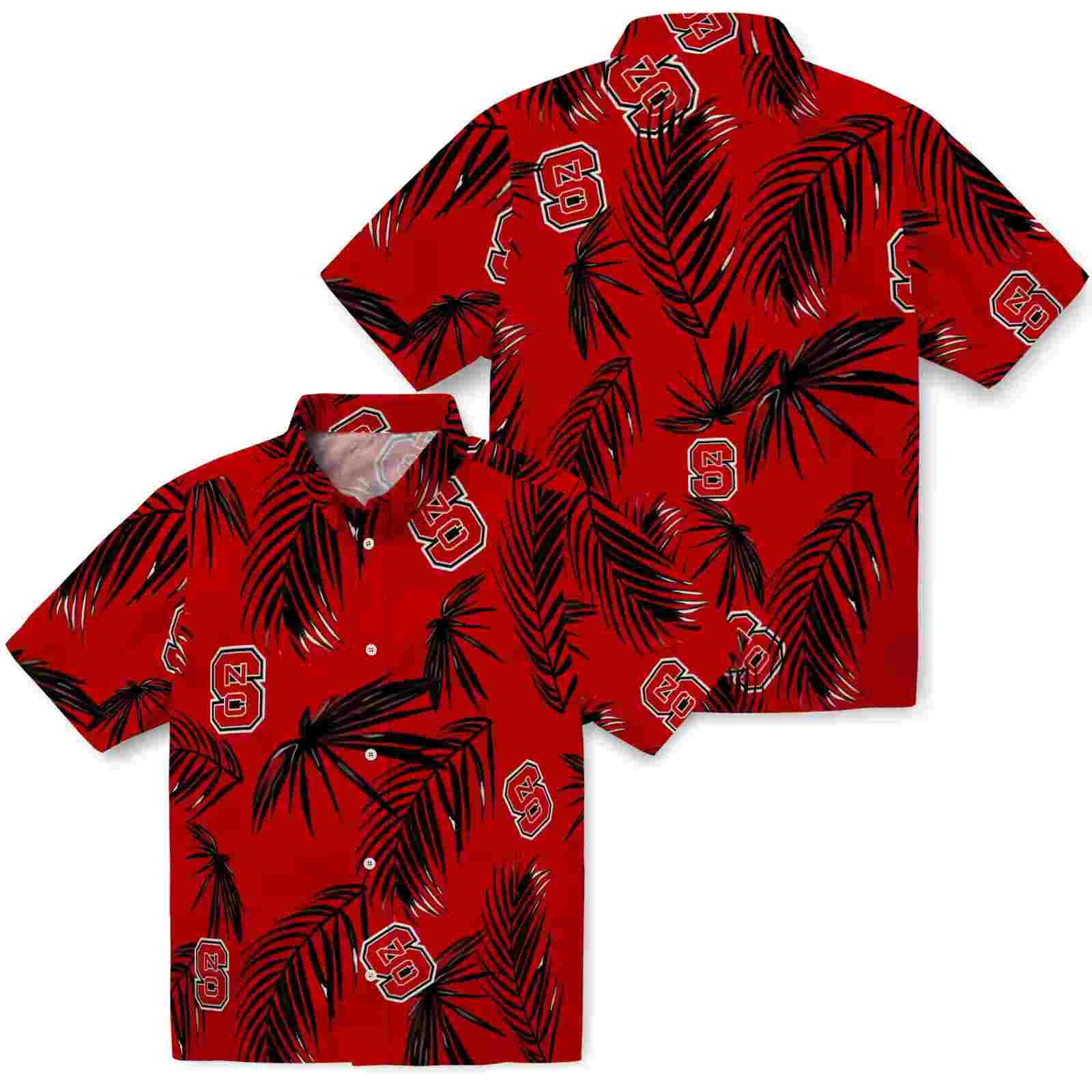 nc state wolfpack palm leaf red hawaiian shirt high quality