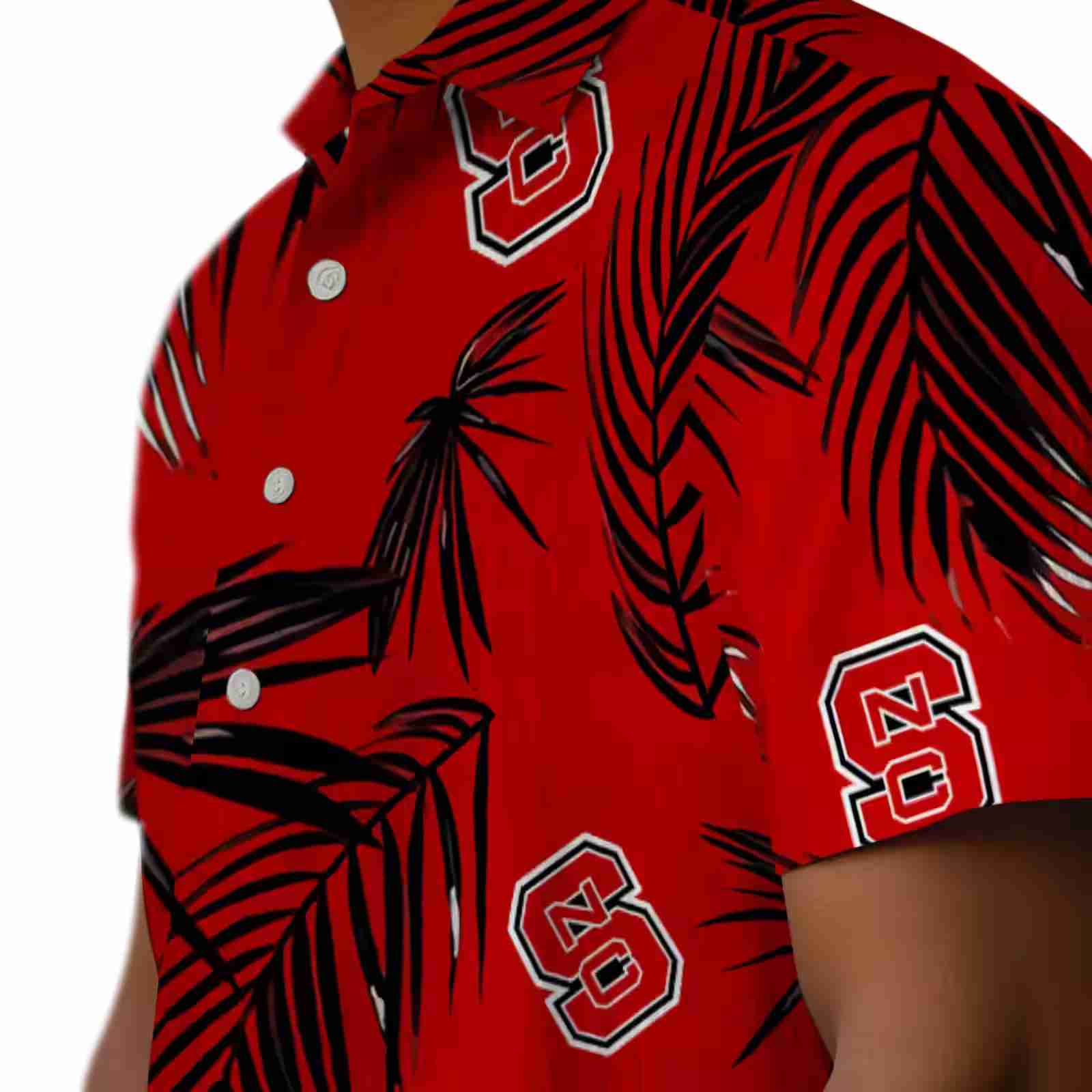 nc state wolfpack palm leaf red hawaiian shirt trendy