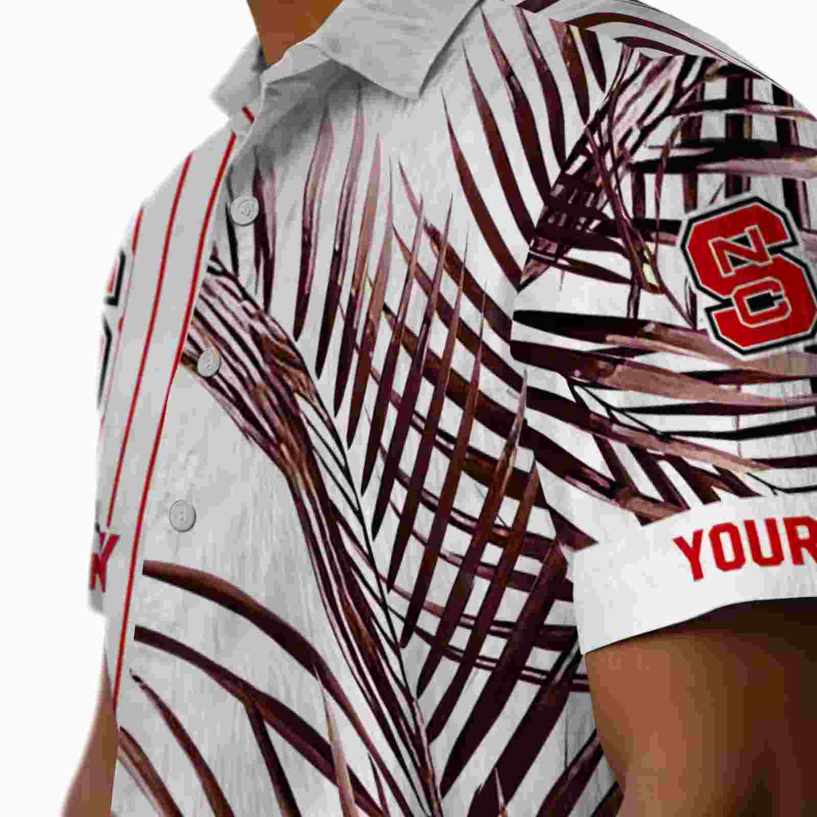 nc state wolfpack palm stripes red black white hawaiian shirt trendy