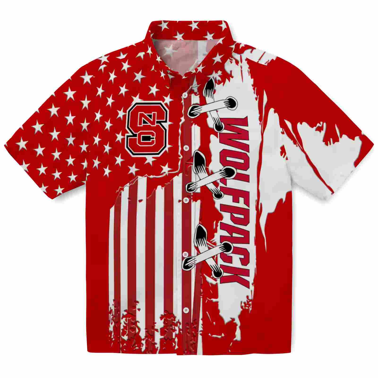 NC State Wolfpack Stitched Flag Red Hawaiian Shirt