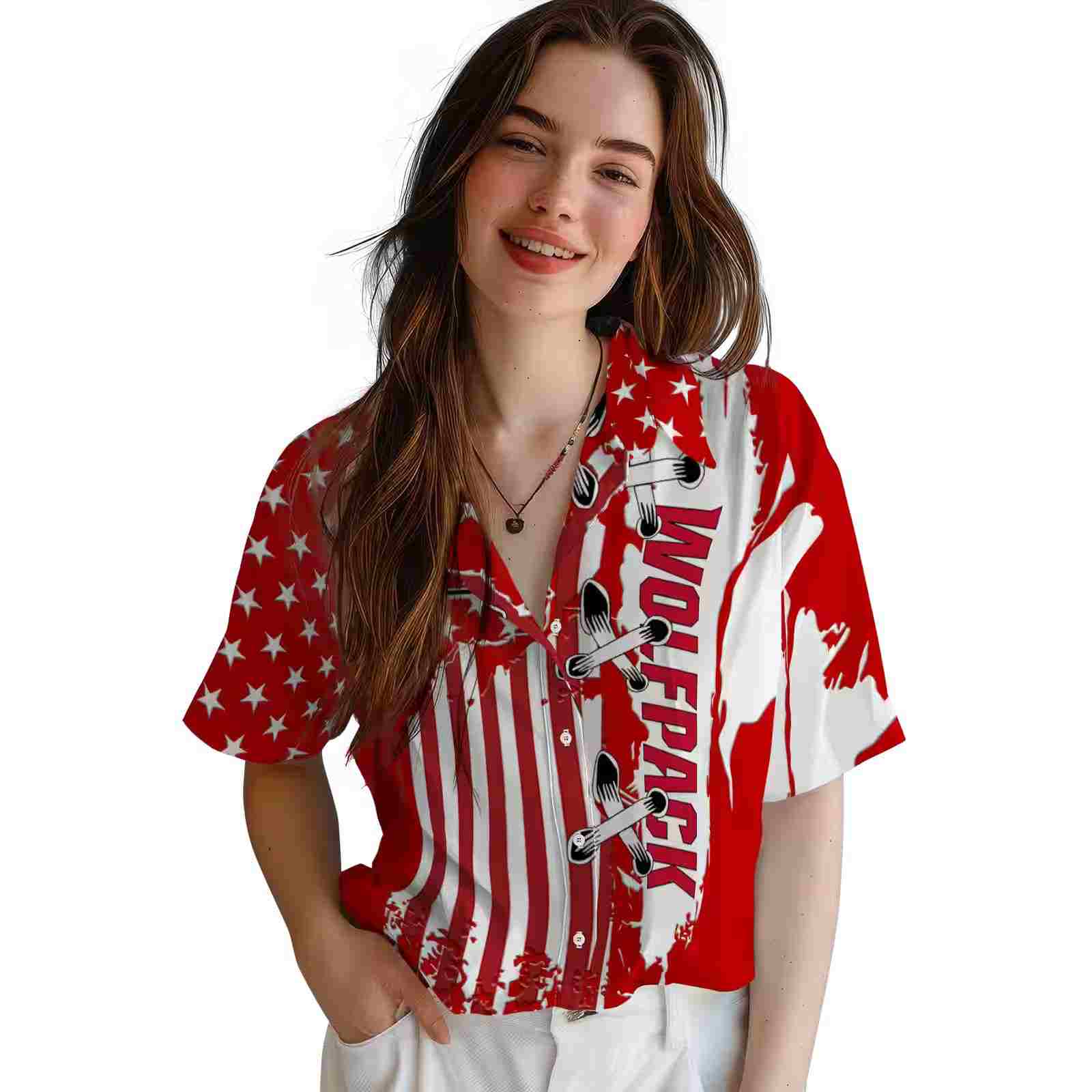 nc state wolfpack stitched flag red hawaiian shirt latest model