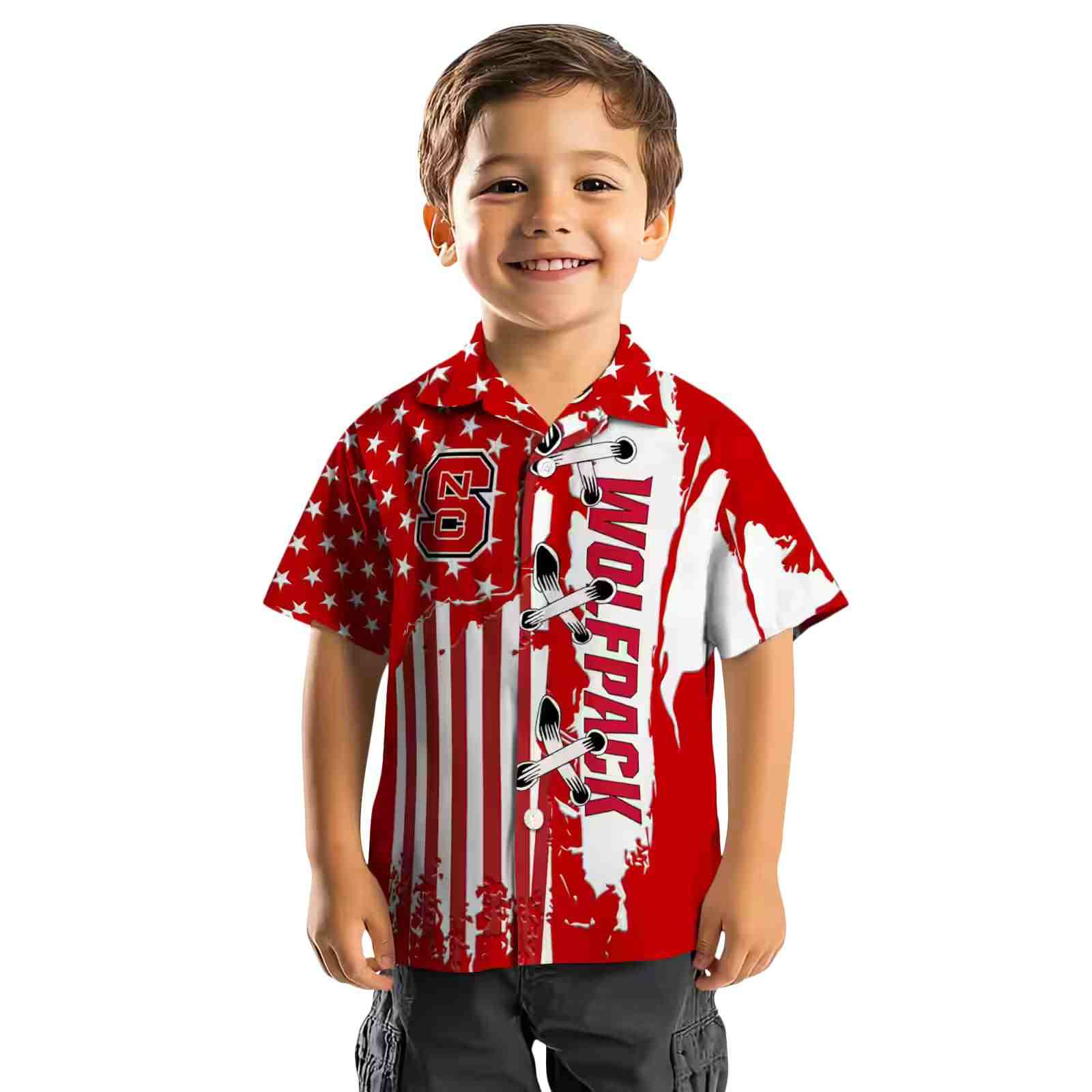 nc state wolfpack stitched flag red hawaiian shirt top rated