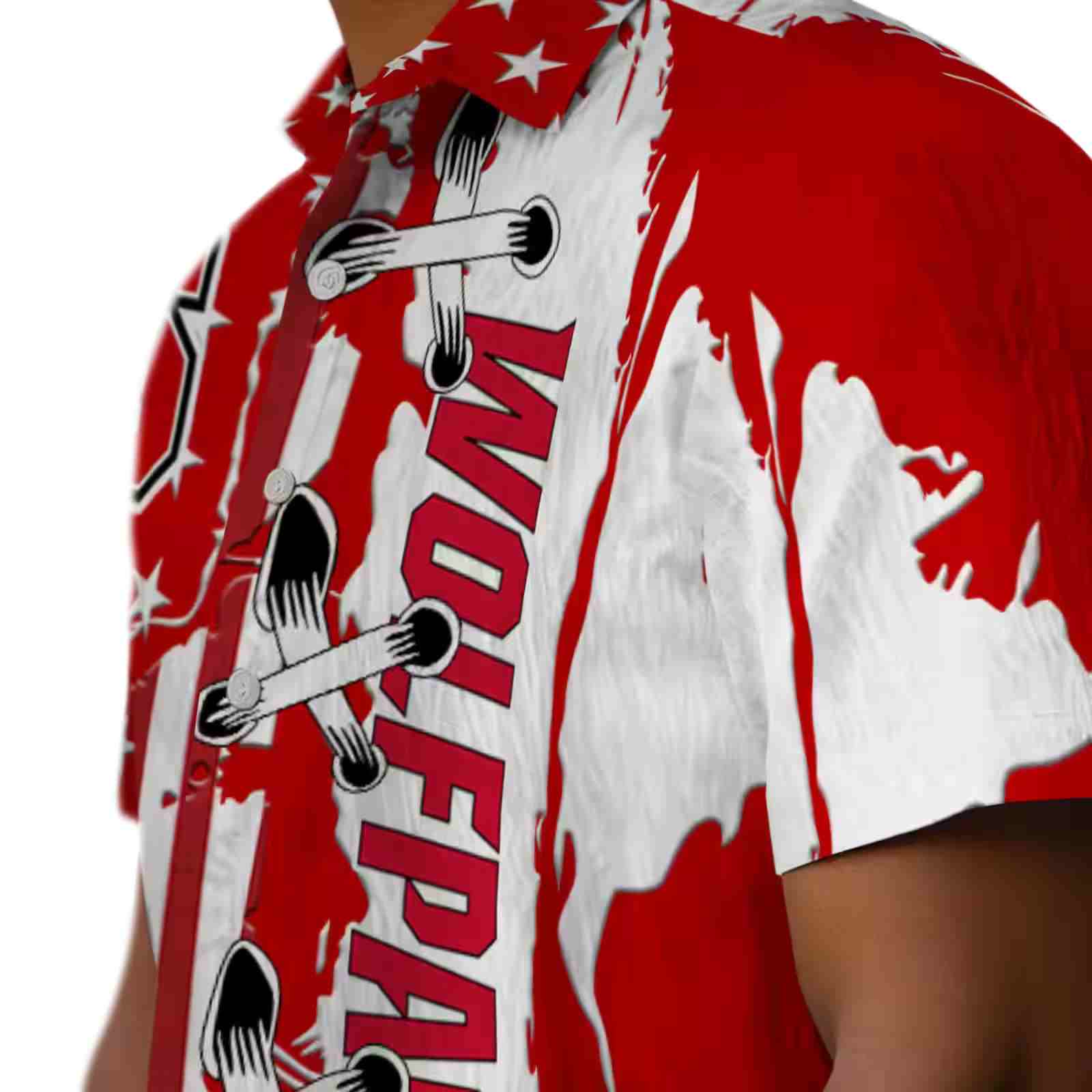 nc state wolfpack stitched flag red hawaiian shirt trendy