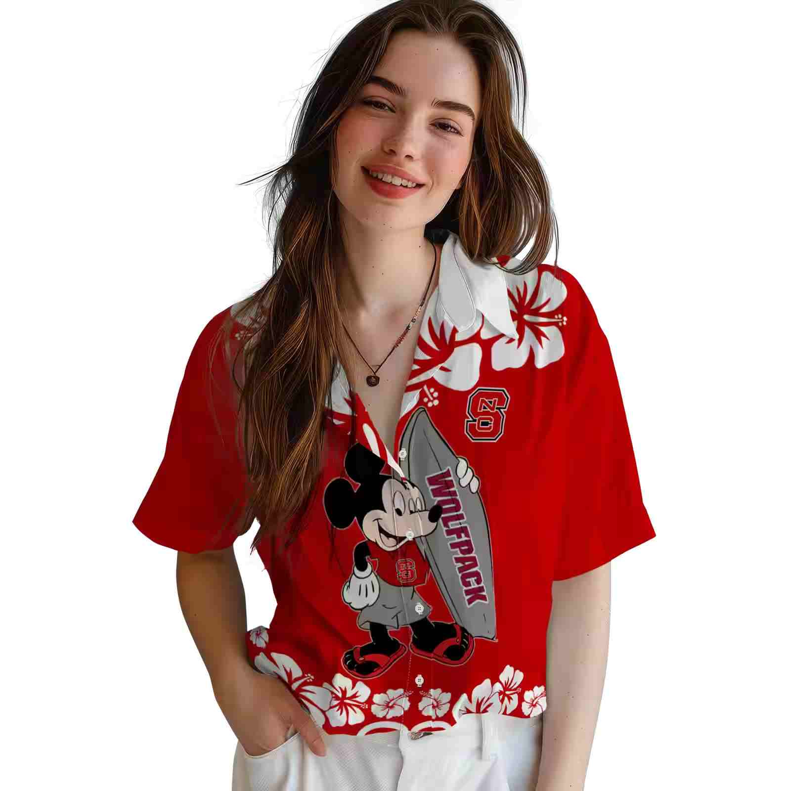 nc state wolfpack surfing mickey red hawaiian shirt latest model