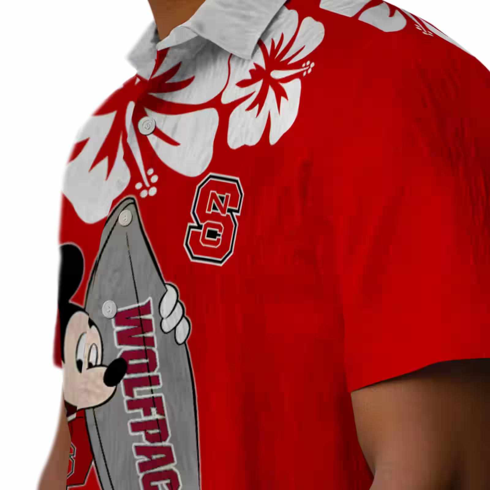 nc state wolfpack surfing mickey red hawaiian shirt trendy