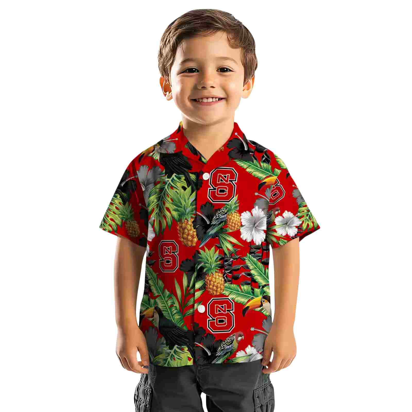 nc state wolfpack toucan hibiscus pineapple red green hawaiian shirt top rated