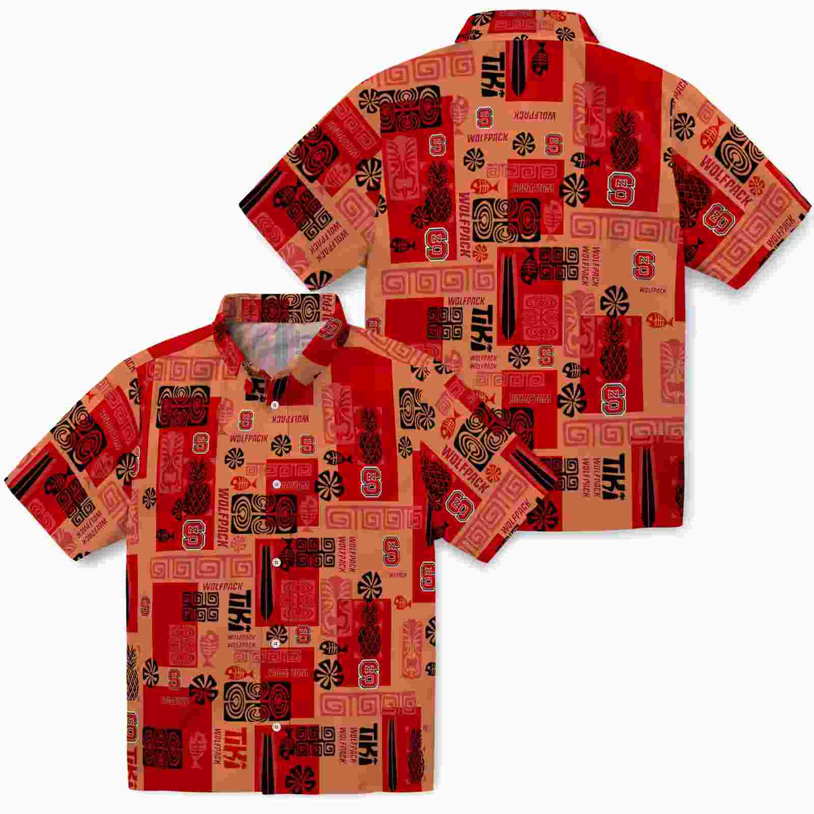 nc state wolfpack tribal symbols red hawaiian shirt high quality