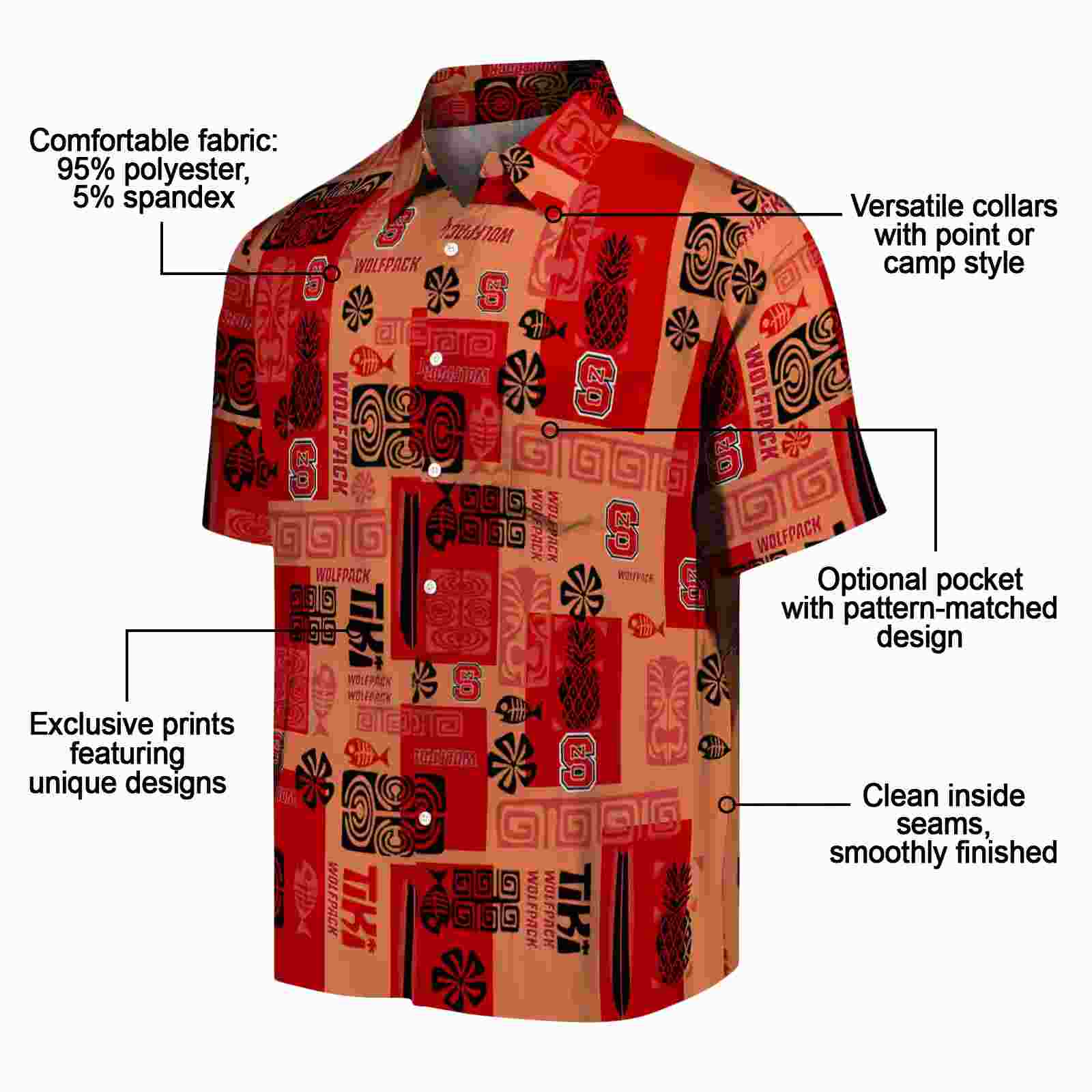 nc state wolfpack tribal symbols red hawaiian shirt new arrival