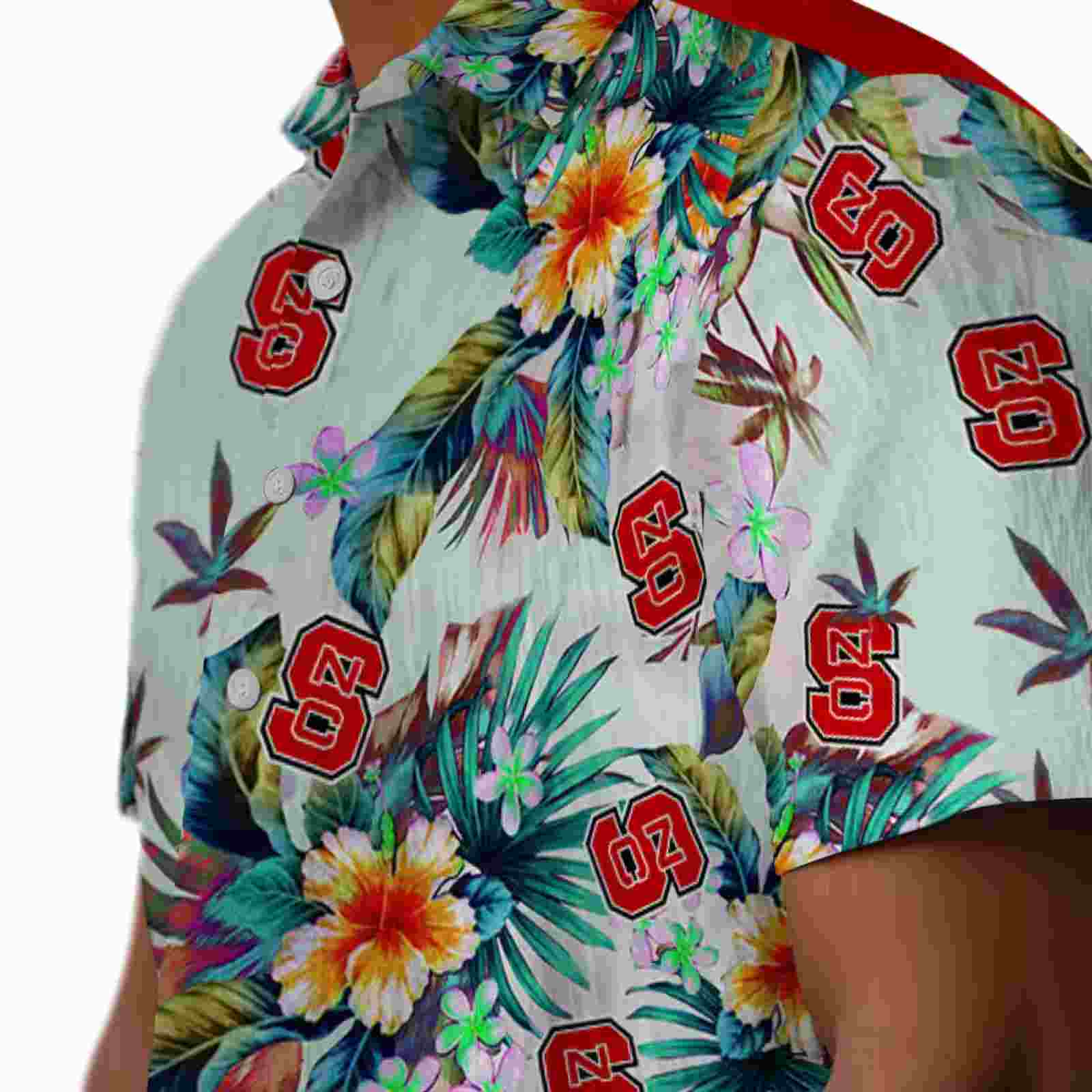 nc state wolfpack tropical foliage green hawaiian shirt trendy