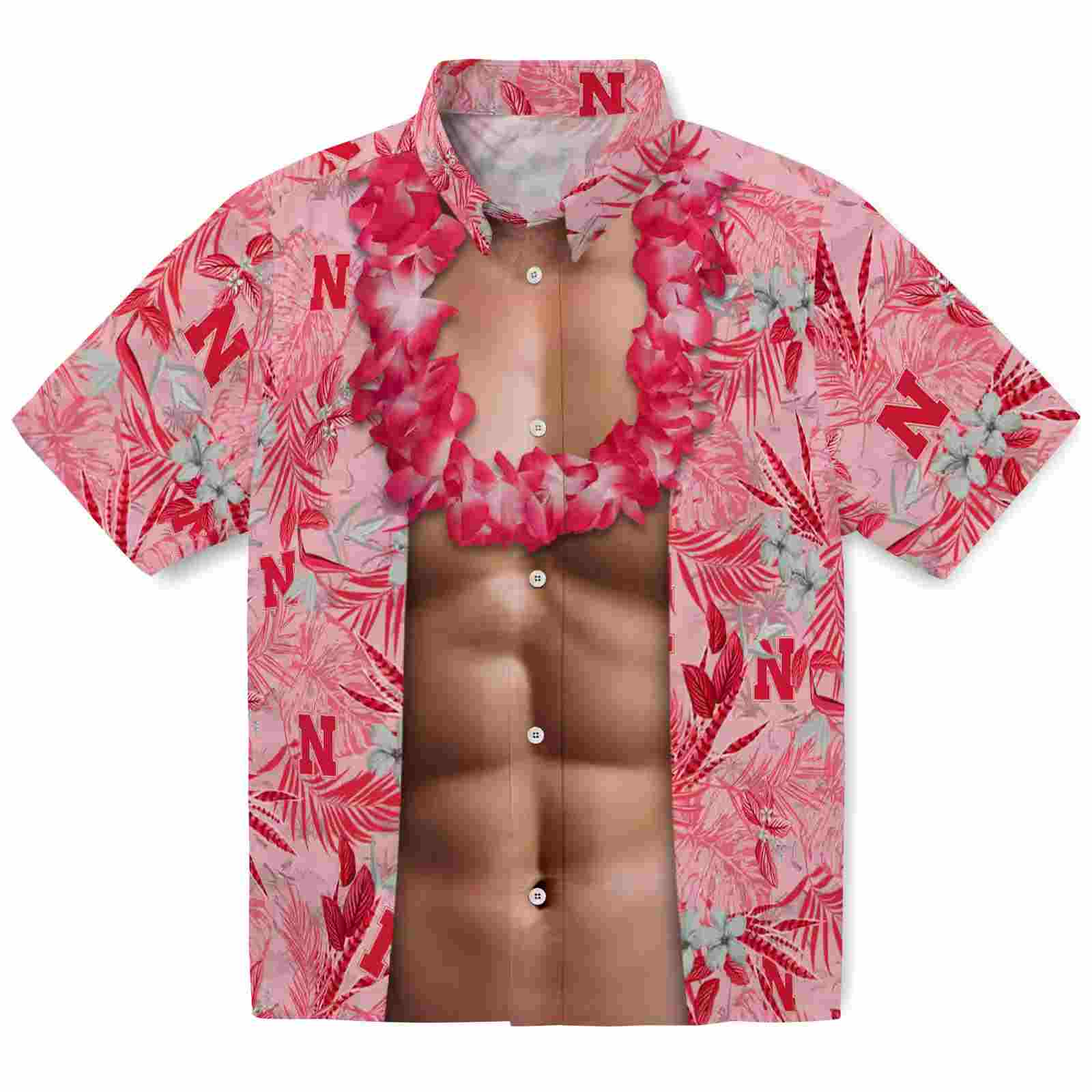 Nebraska Cornhuskers Chest Illusion Red Hawaiian Shirt