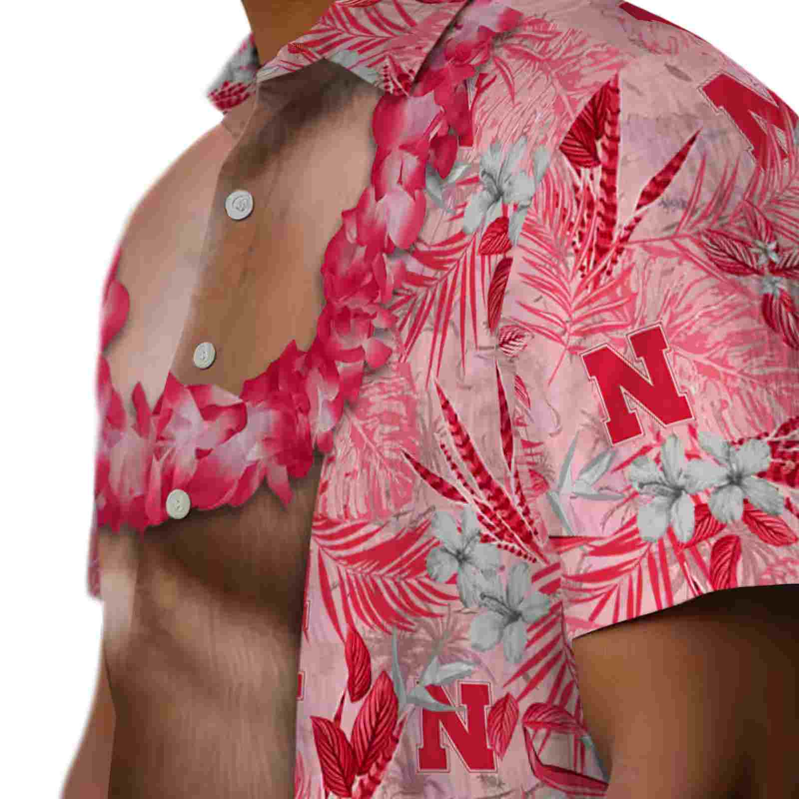 nebraska cornhuskers chest illusion red hawaiian shirt trendy