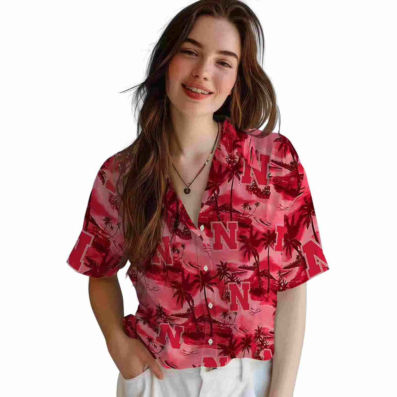 nebraska cornhuskers coastal palms red hawaiian shirt latest model