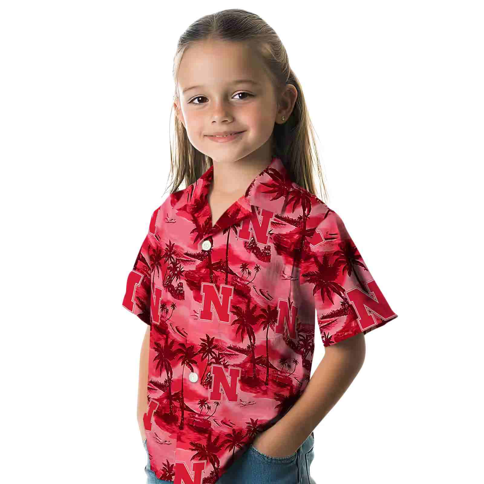 nebraska cornhuskers coastal palms red hawaiian shirt premium grade