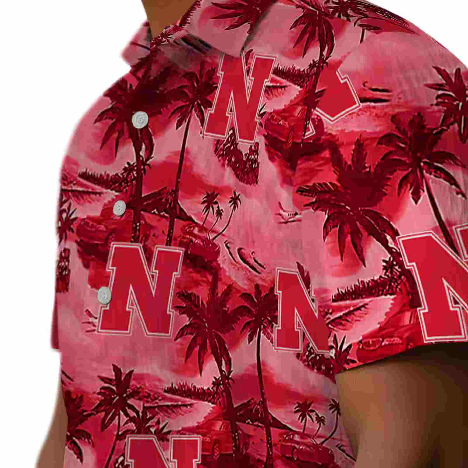 nebraska cornhuskers coastal palms red hawaiian shirt trendy