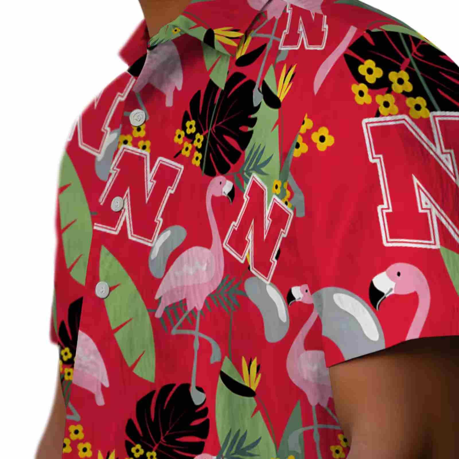 nebraska cornhuskers flamingo leaves red hawaiian shirt trendy