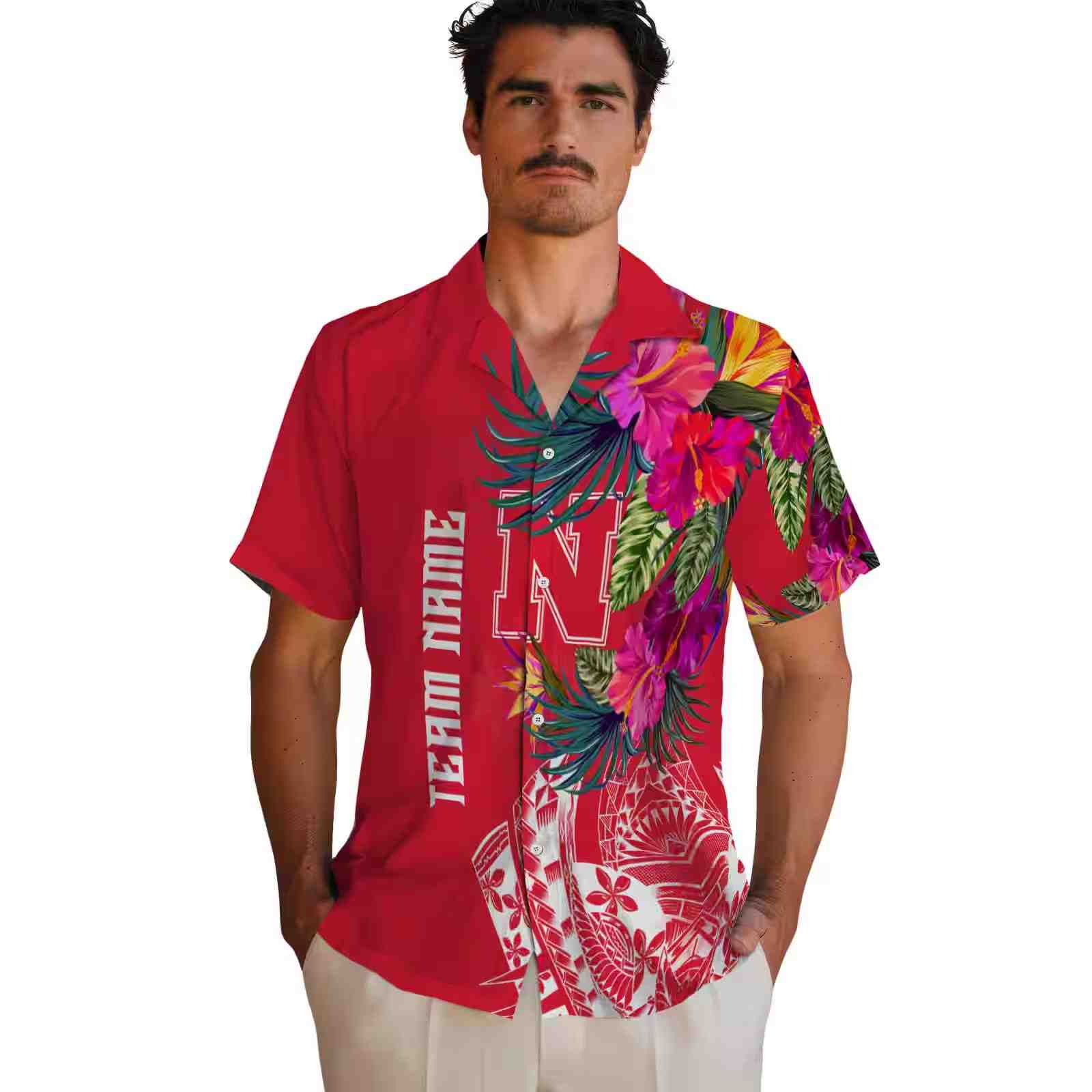 nebraska cornhuskers floral polynesian red hawaiian shirt fashion forward