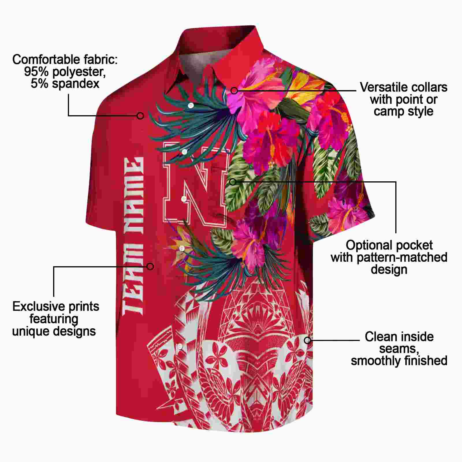 nebraska cornhuskers floral polynesian red hawaiian shirt new arrival